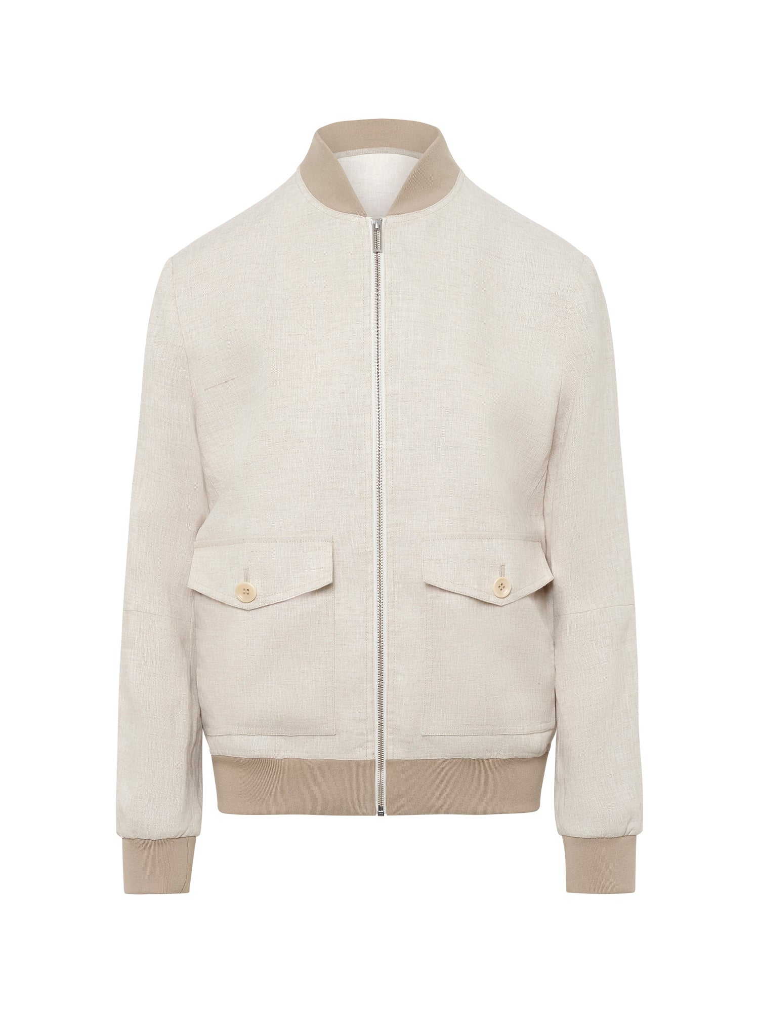 Sand Linen Bomber Jacket