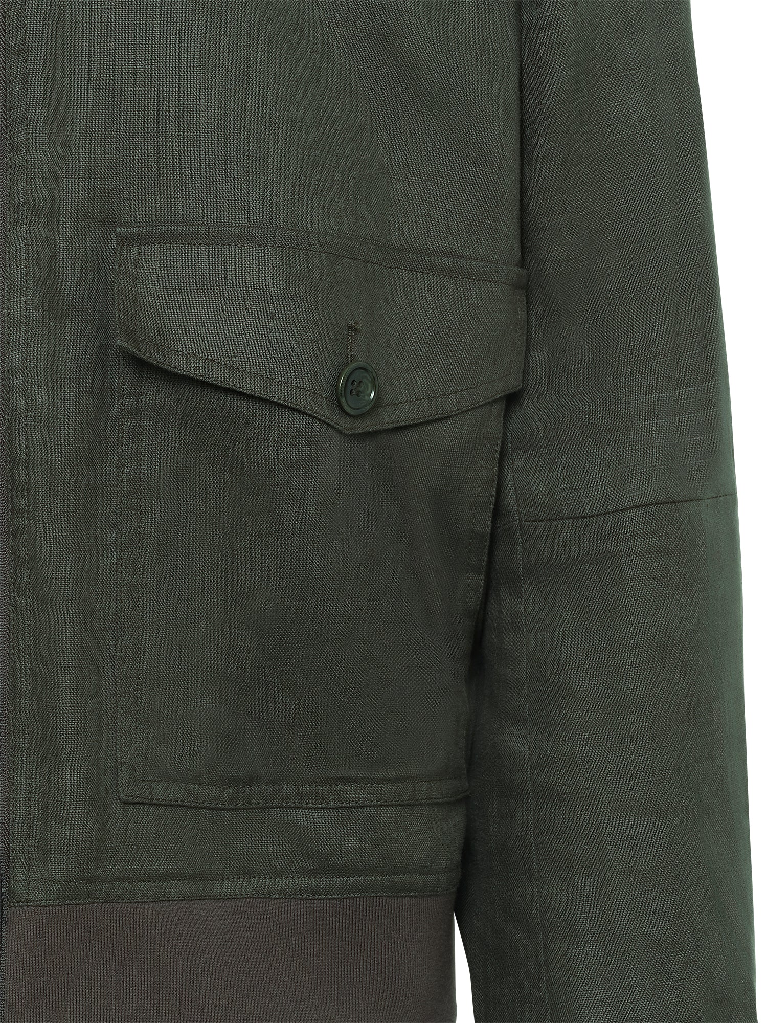 Green Linen Bomber Jacket
