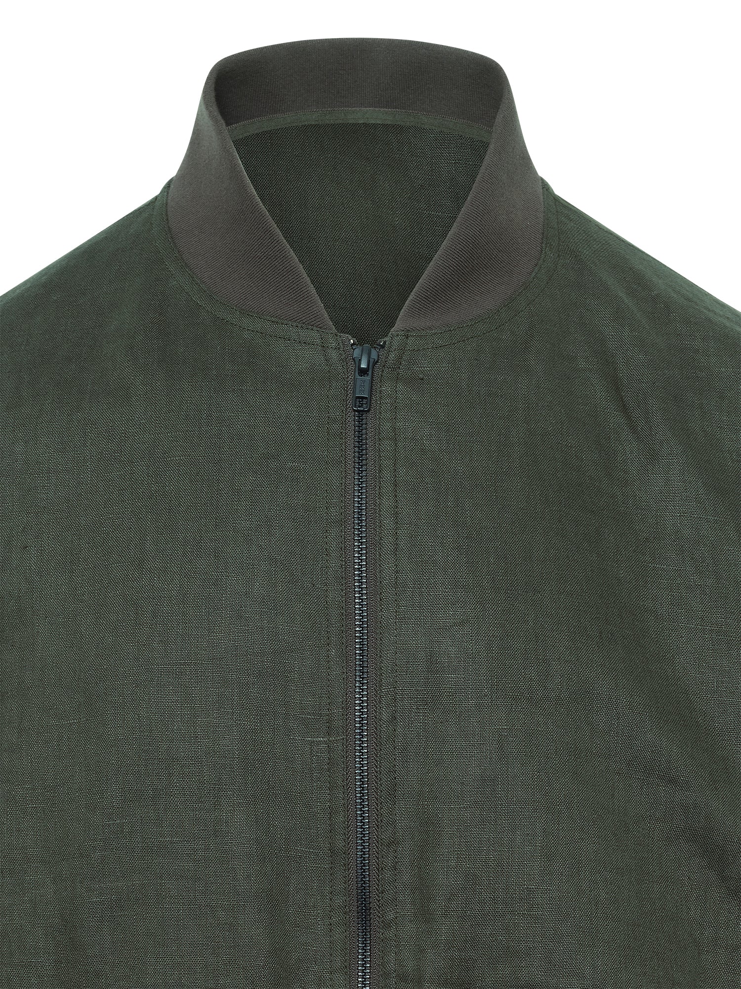 Green Linen Bomber Jacket