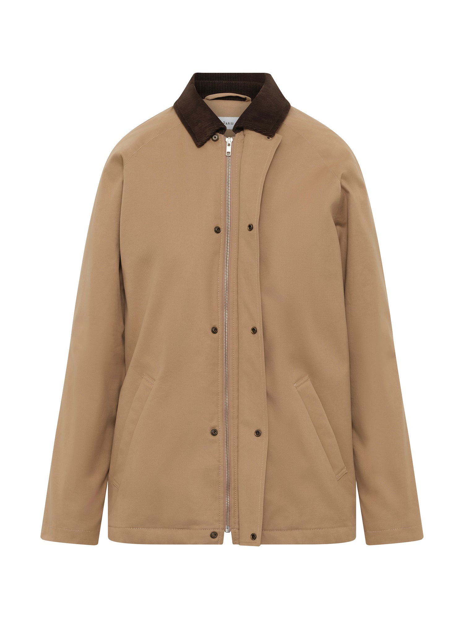 Taupe Contrast Cord Collar Barn Coat