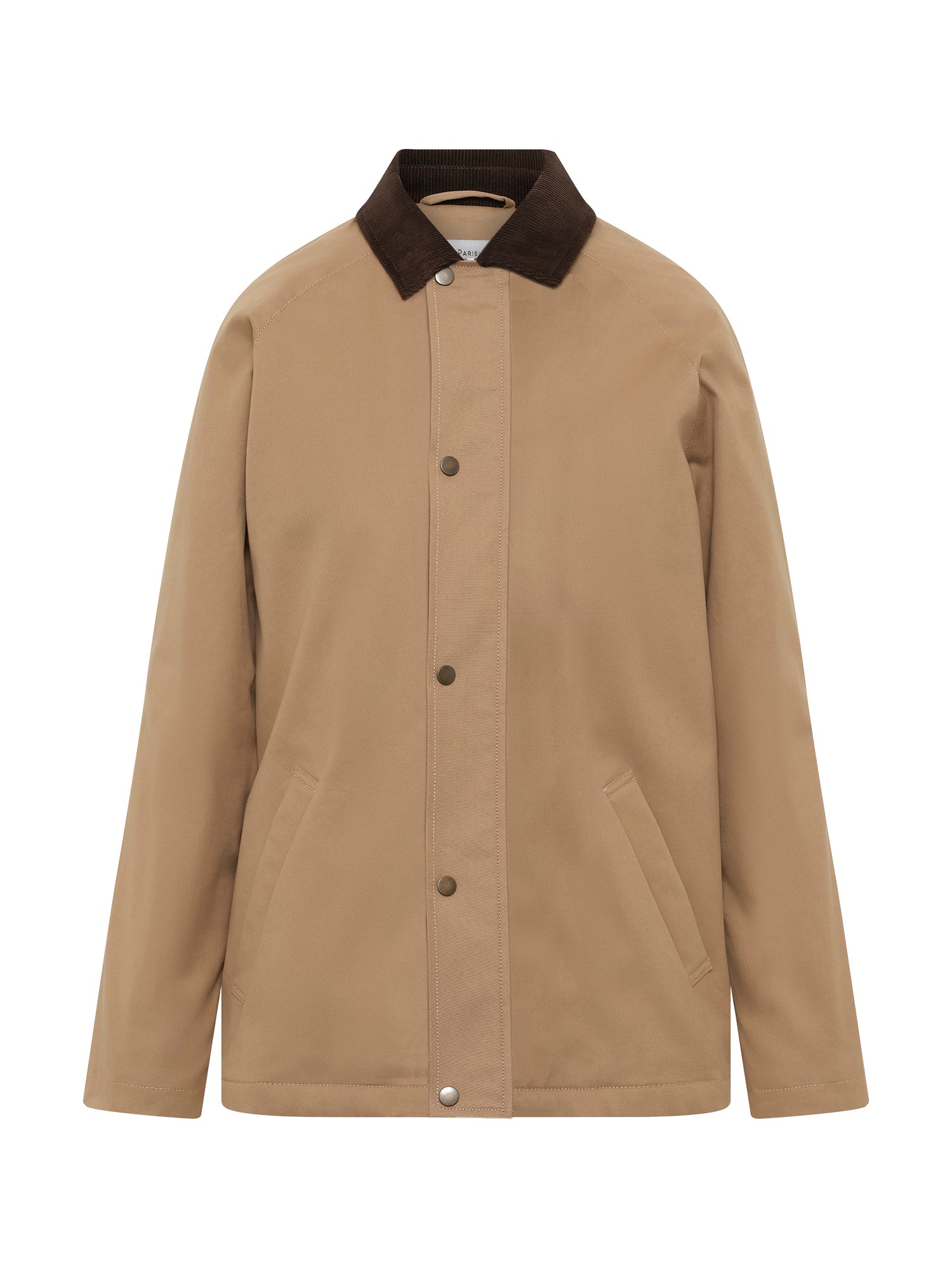Taupe Contrast Cord Collar Barn Coat