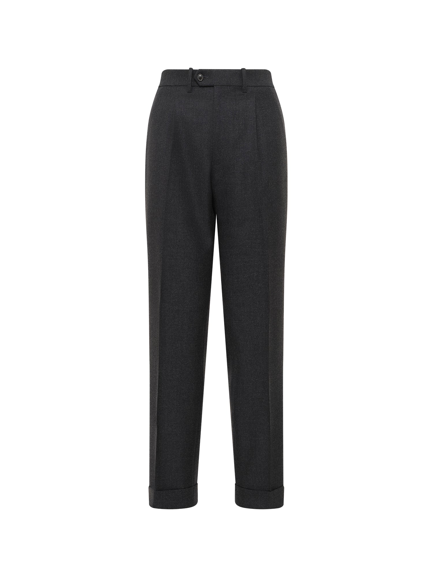 Charcoal Flannel Pleated Trouser