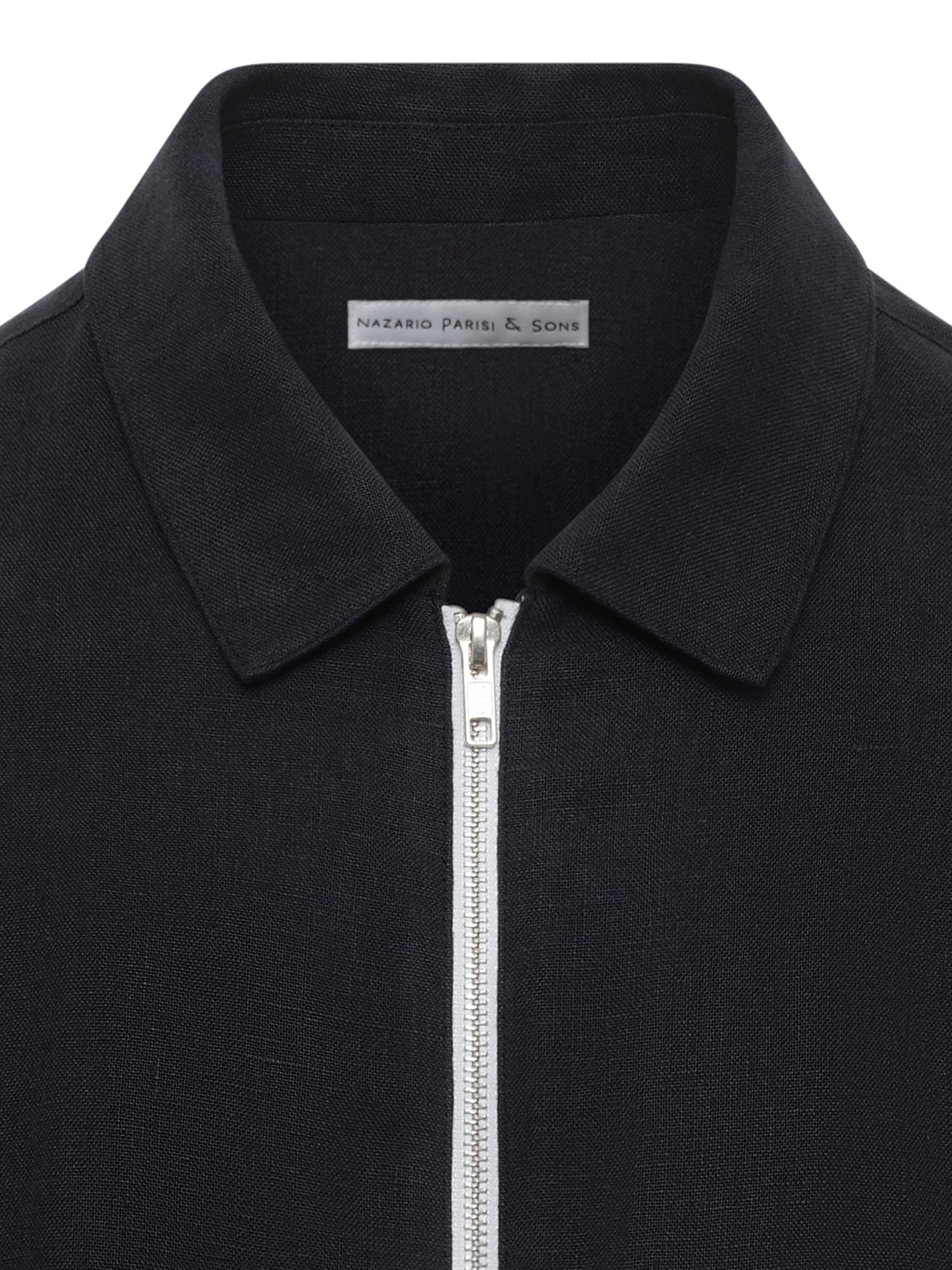 Navy Linen Zip Bomber Jacket