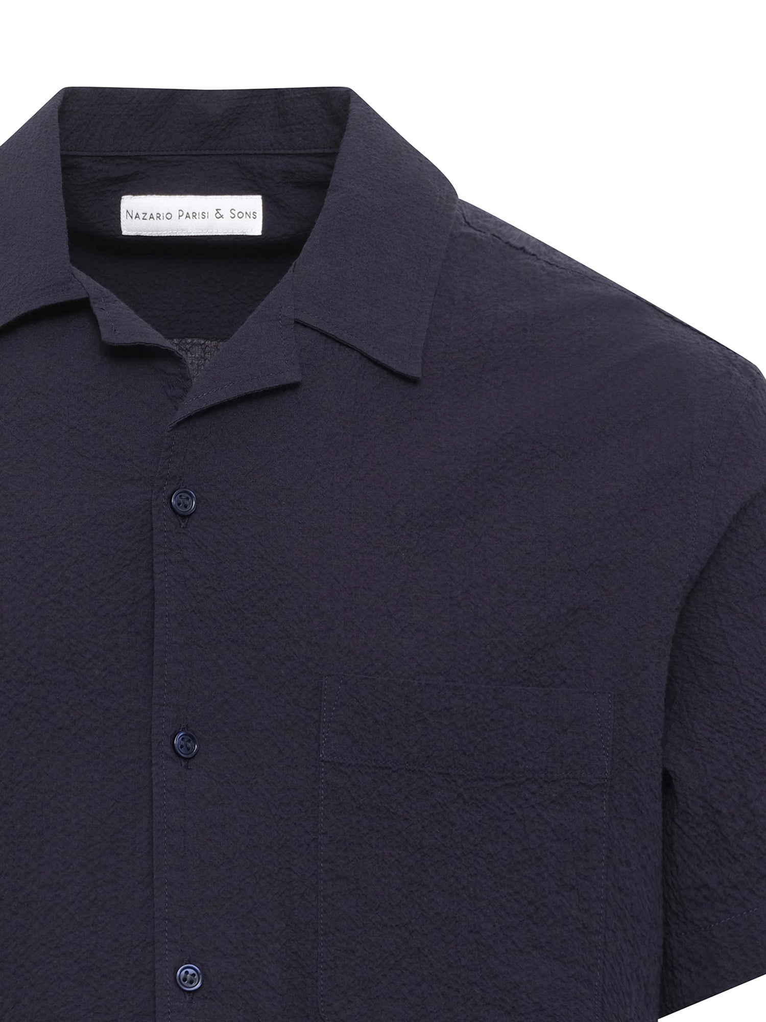 Navy Seersucker Short Sleeve Shirt