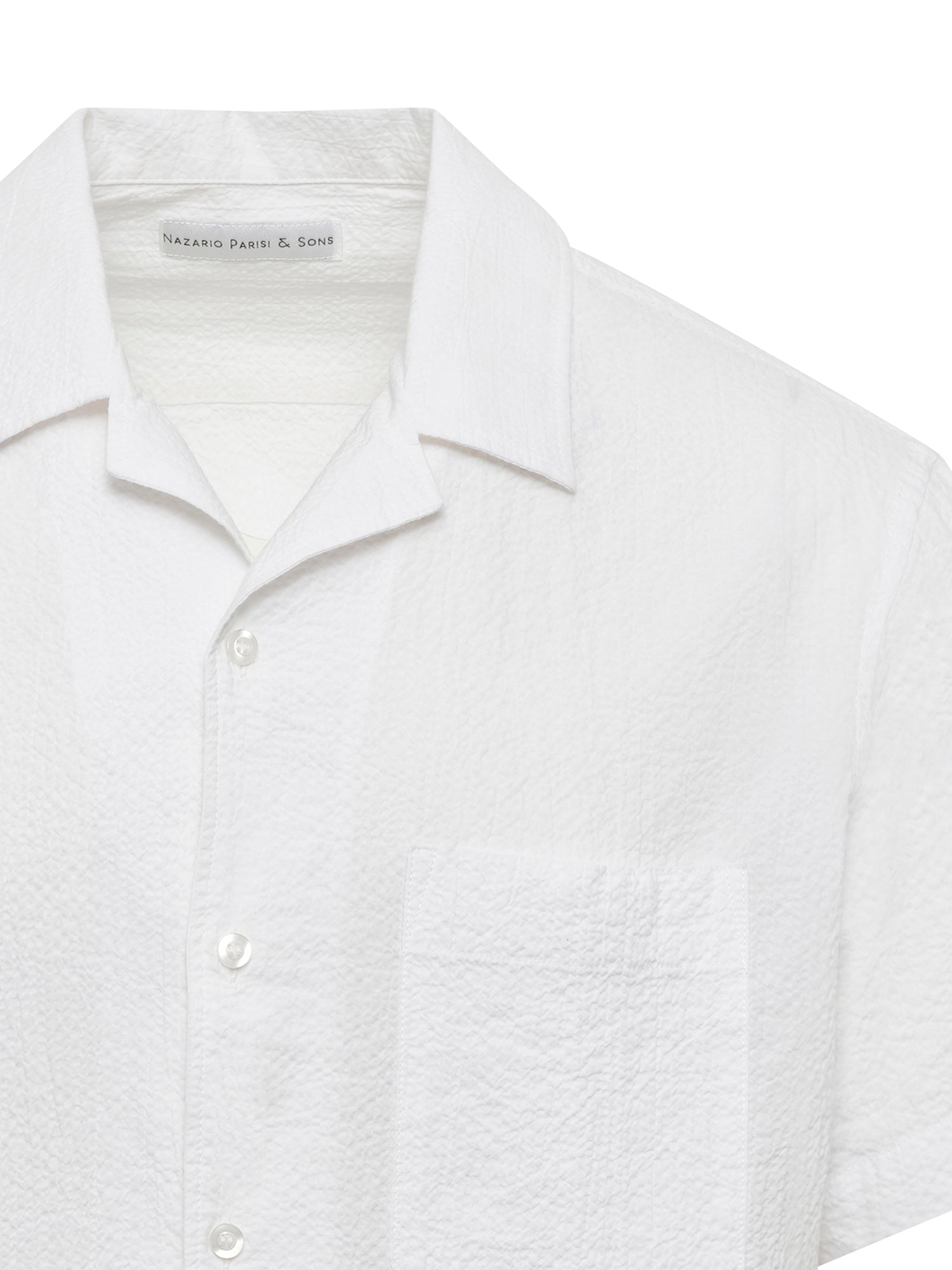 White Seersucker Short Sleeve Shirt