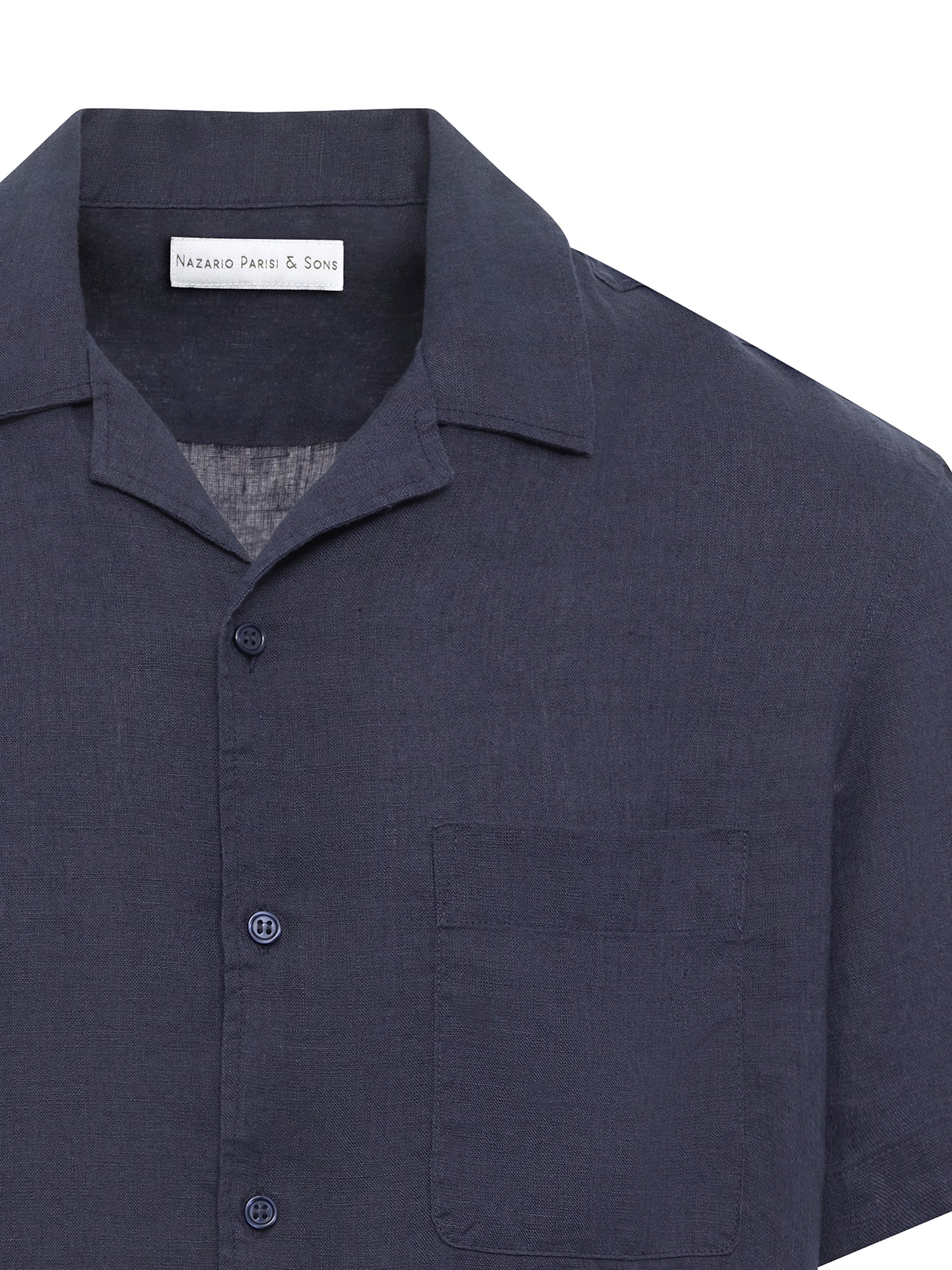 Navy Linen Short Sleeve Shirt