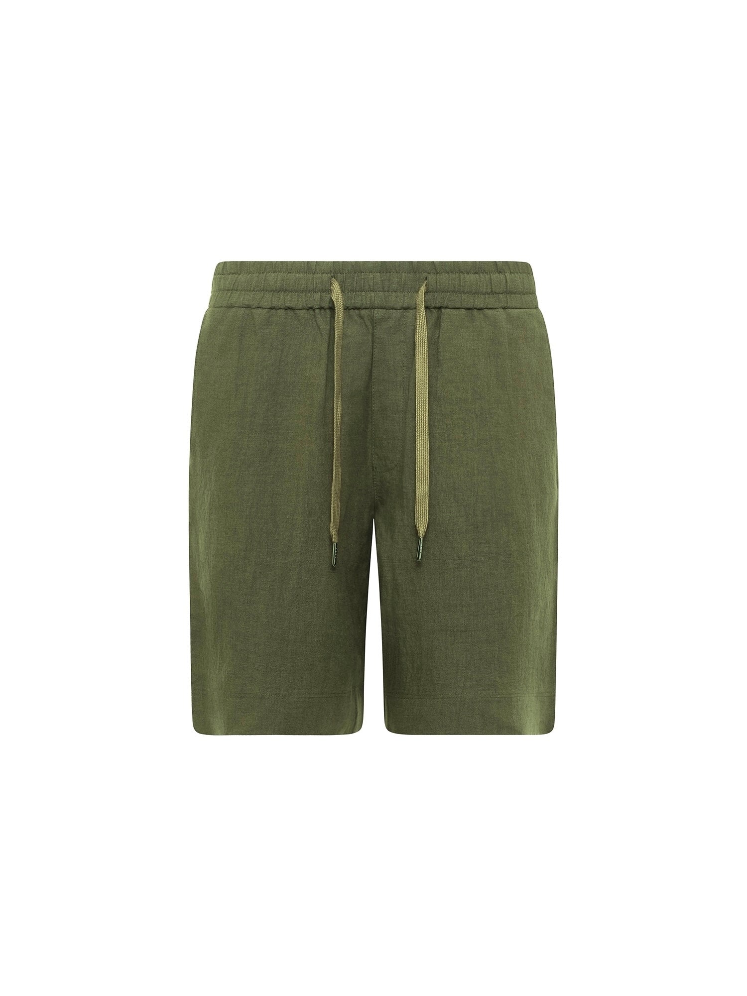 Khaki Linen Jogger Shorts