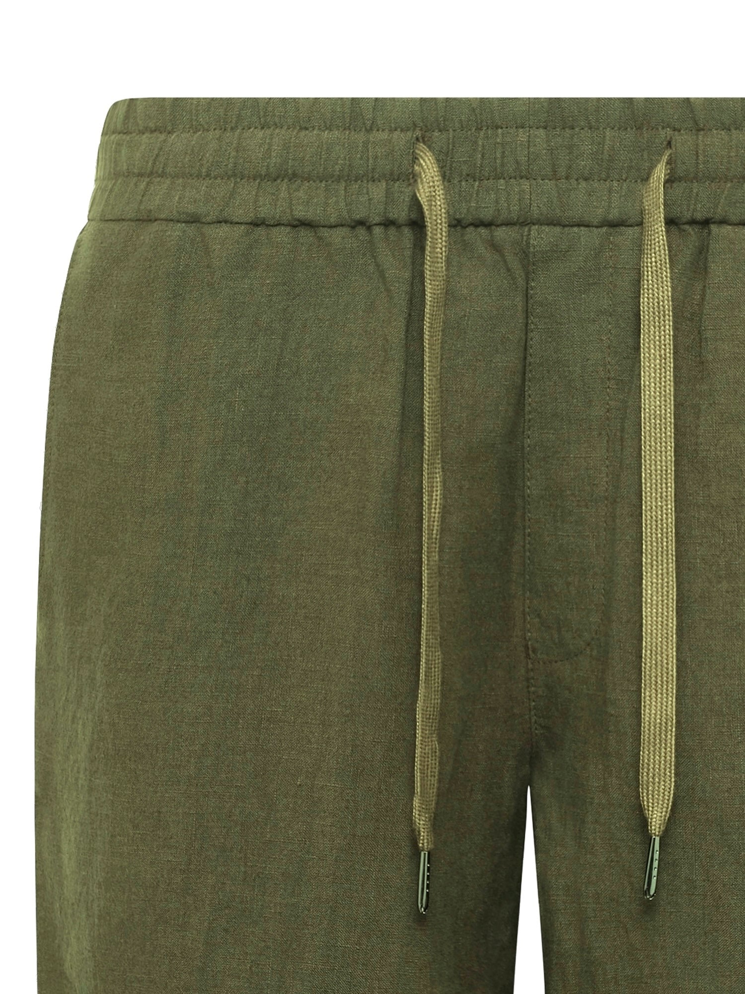 Khaki Linen Jogger Shorts