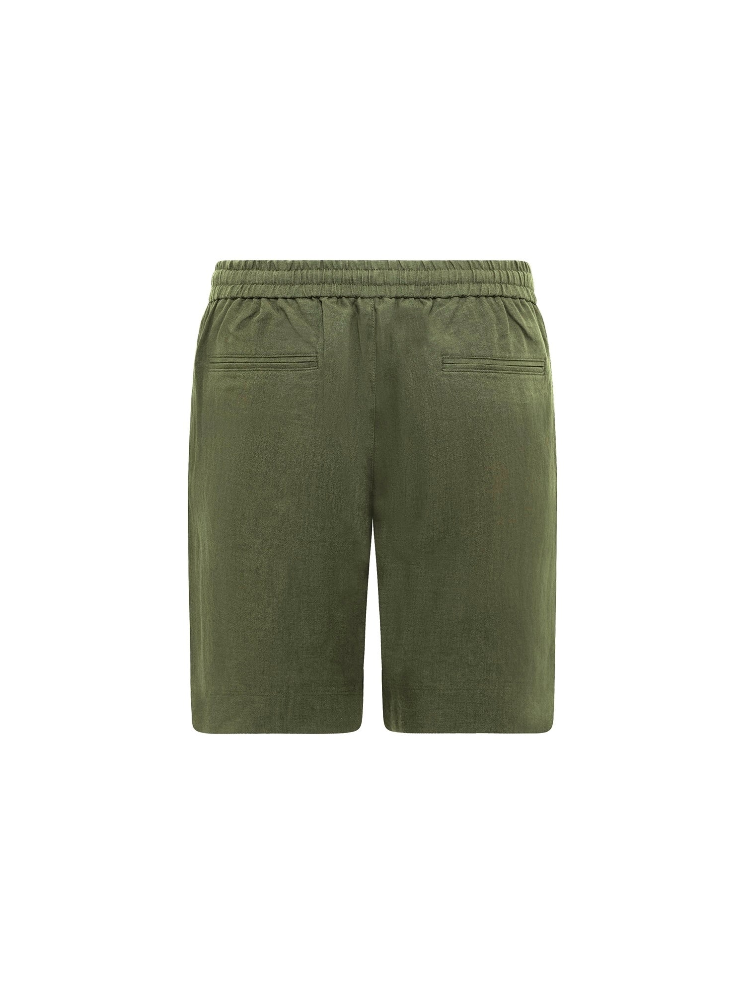 Khaki Linen Jogger Shorts
