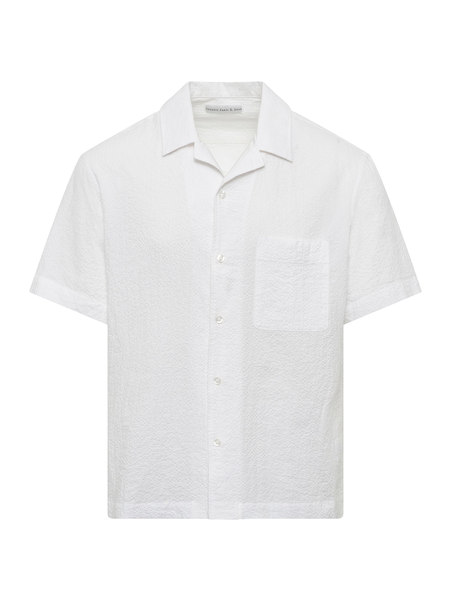 White Seersucker Short Sleeve Shirt