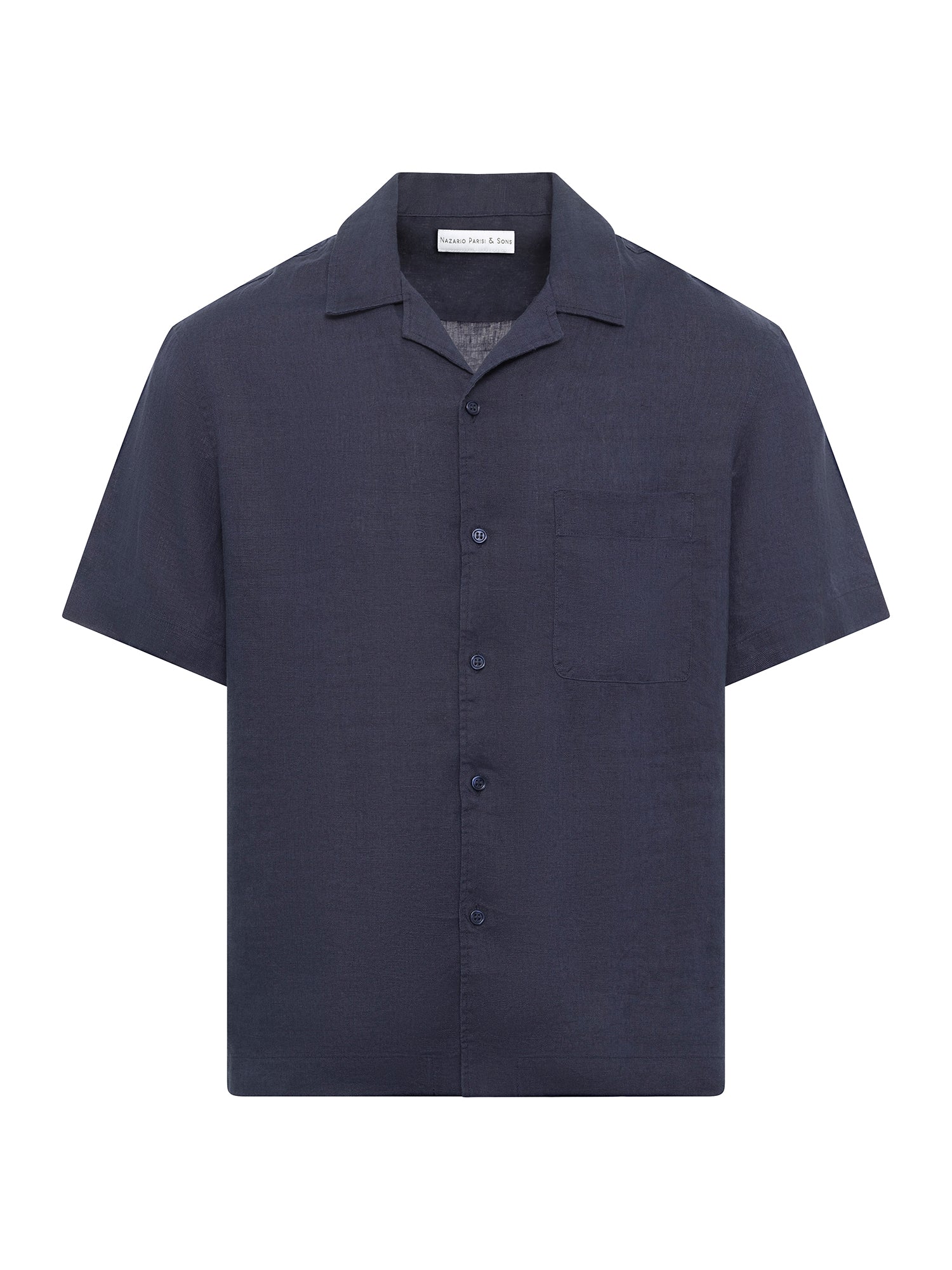 Navy Linen Short Sleeve Shirt