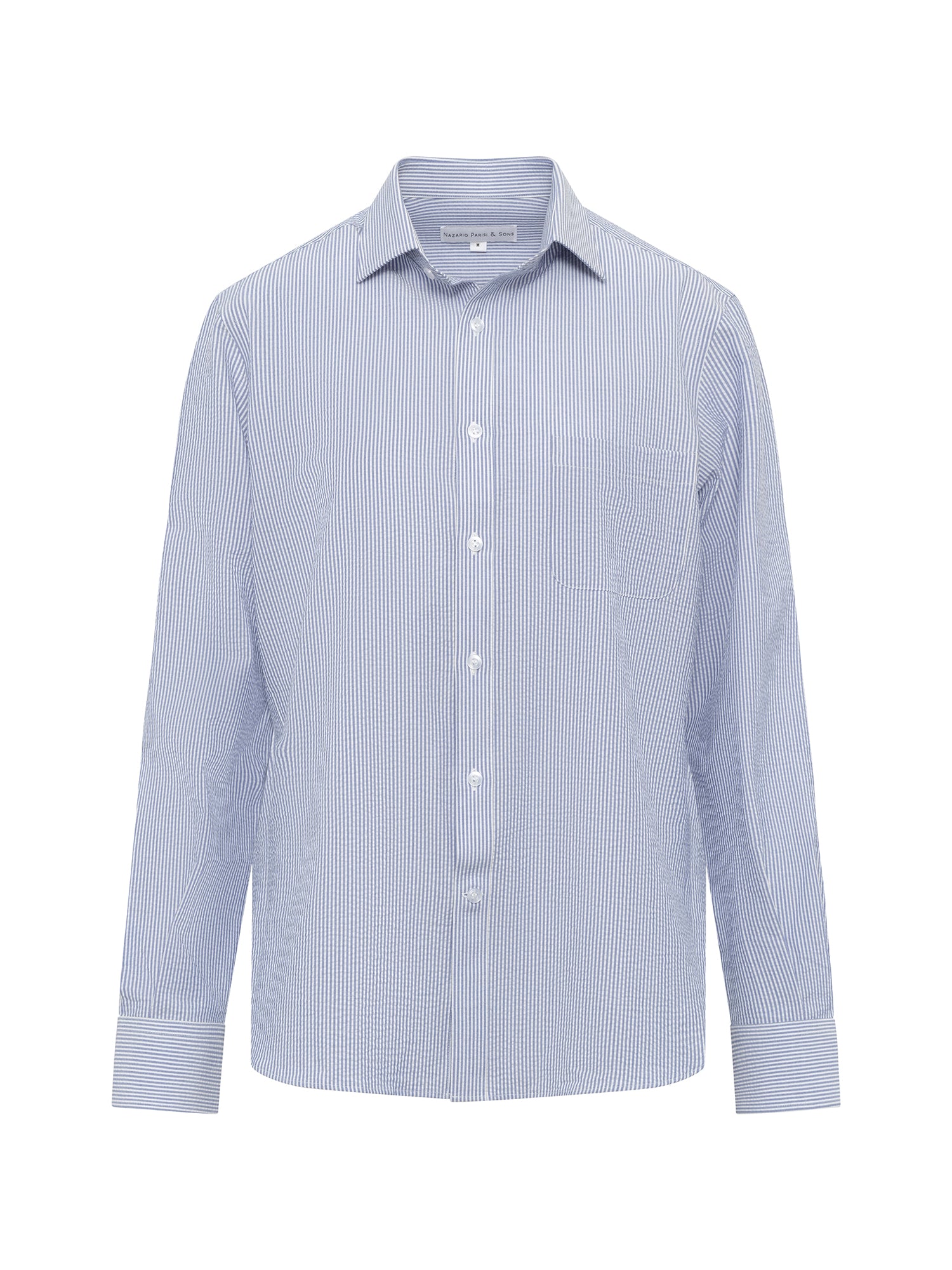 Blue White Stripe Seersucker Shirt