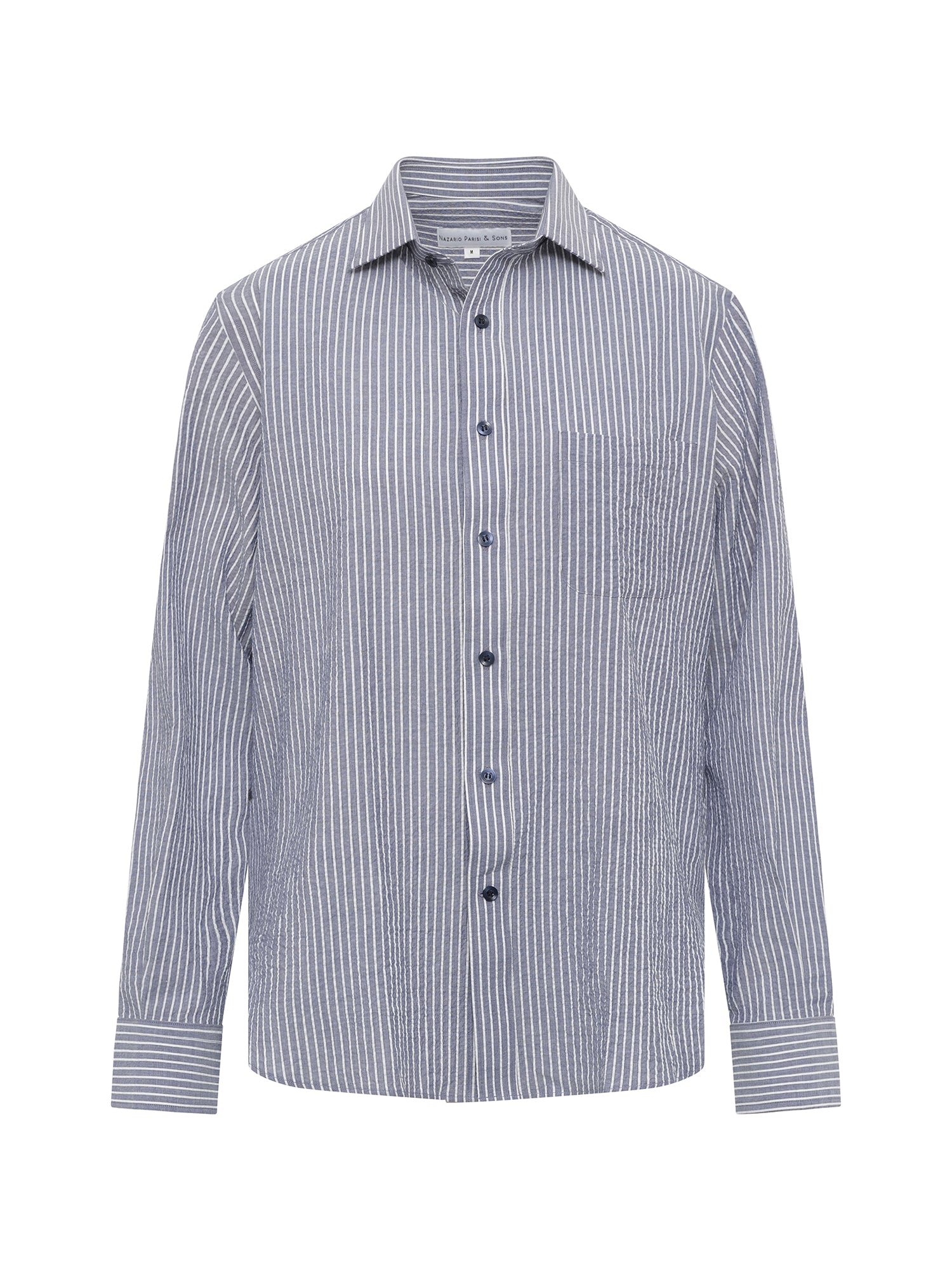 Navy White Stripe Seersucker Shirt