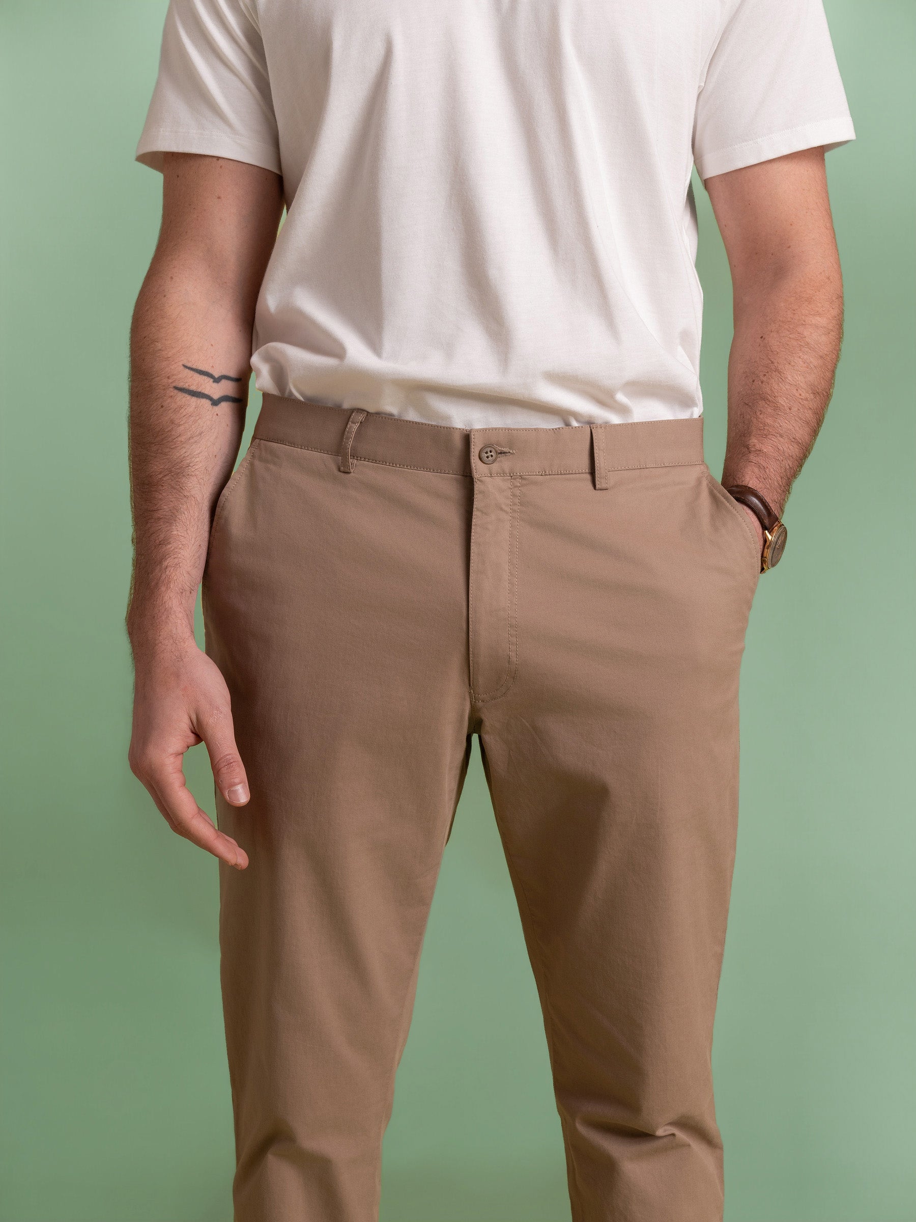 Beige Cotton Chino