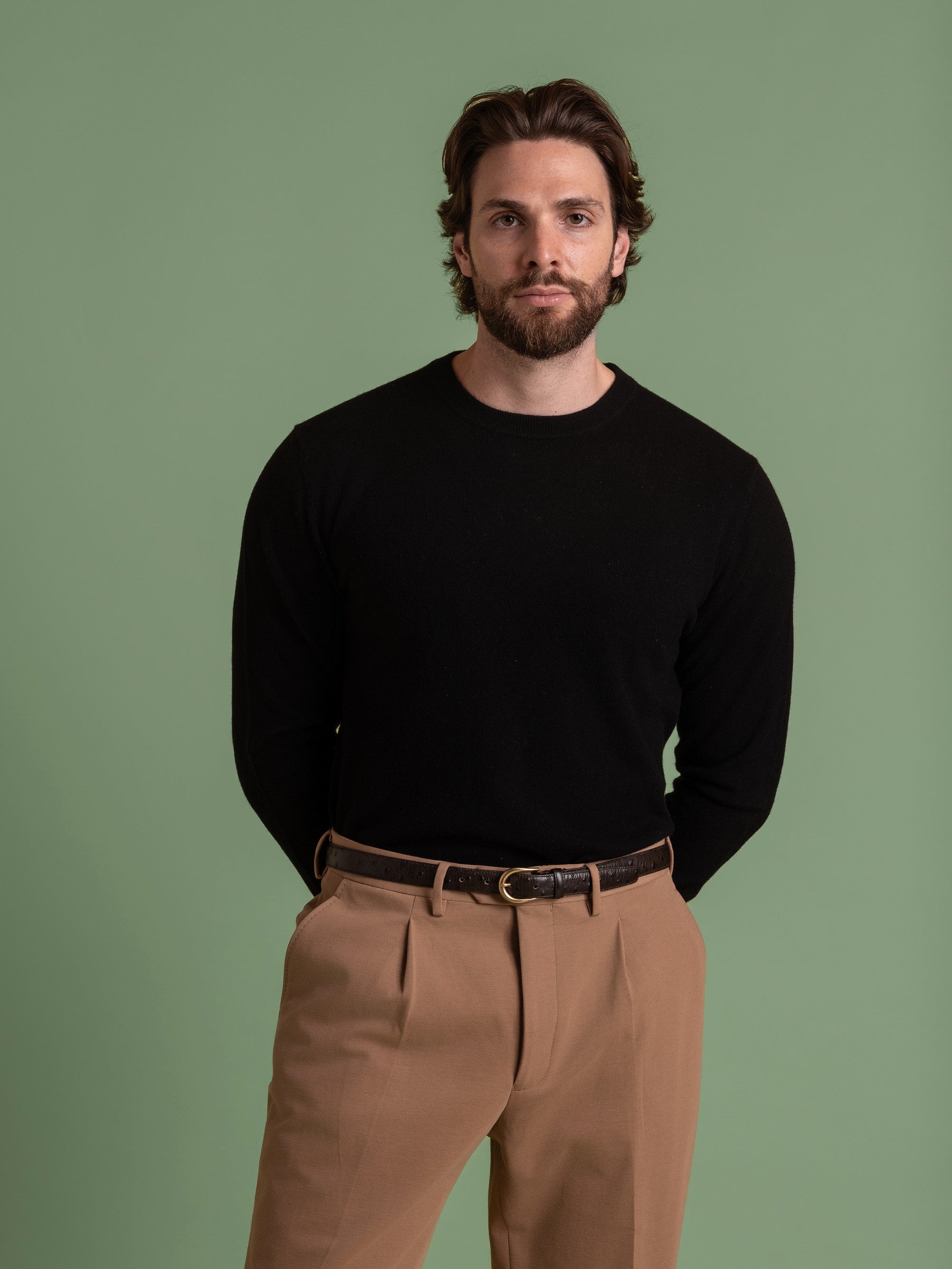 Black Wool Cashmere Crew