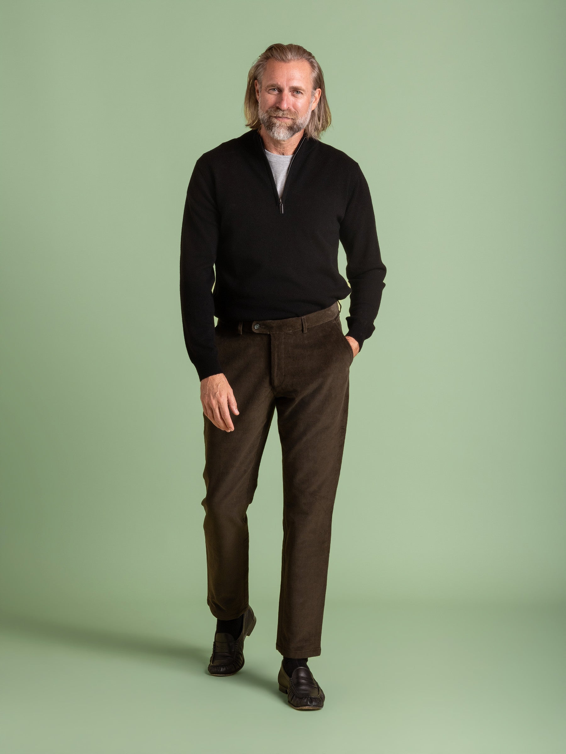 Black Wool Cashmere Quarter Zip