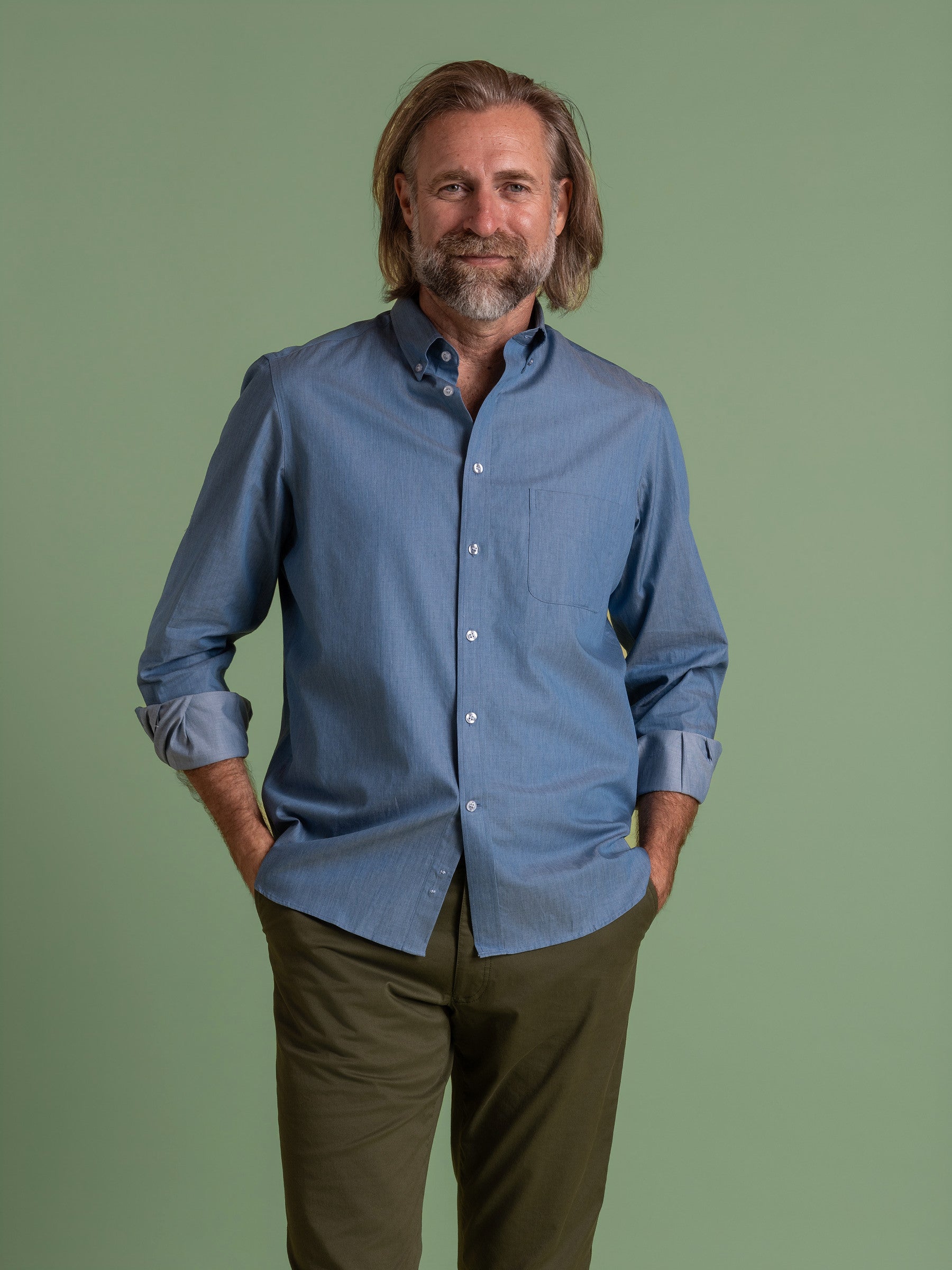 Blue Chambray Button Down Shirt