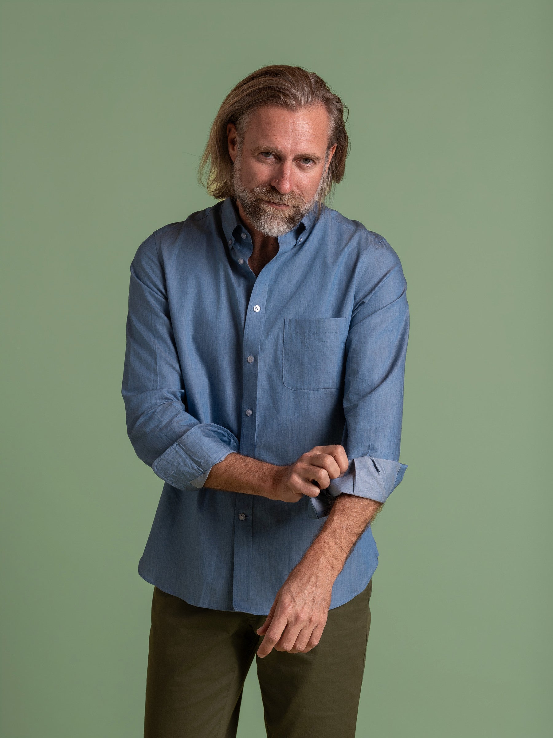 Blue Chambray Button Down Shirt