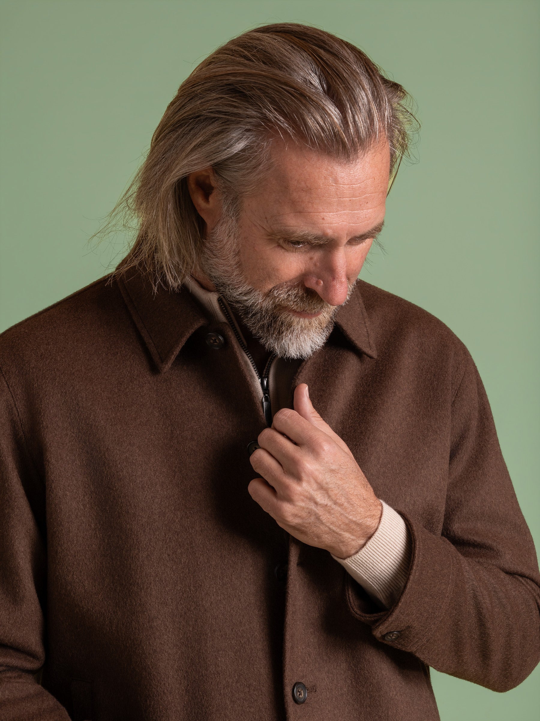 Brown Japanese Wool Bomber Jacket
