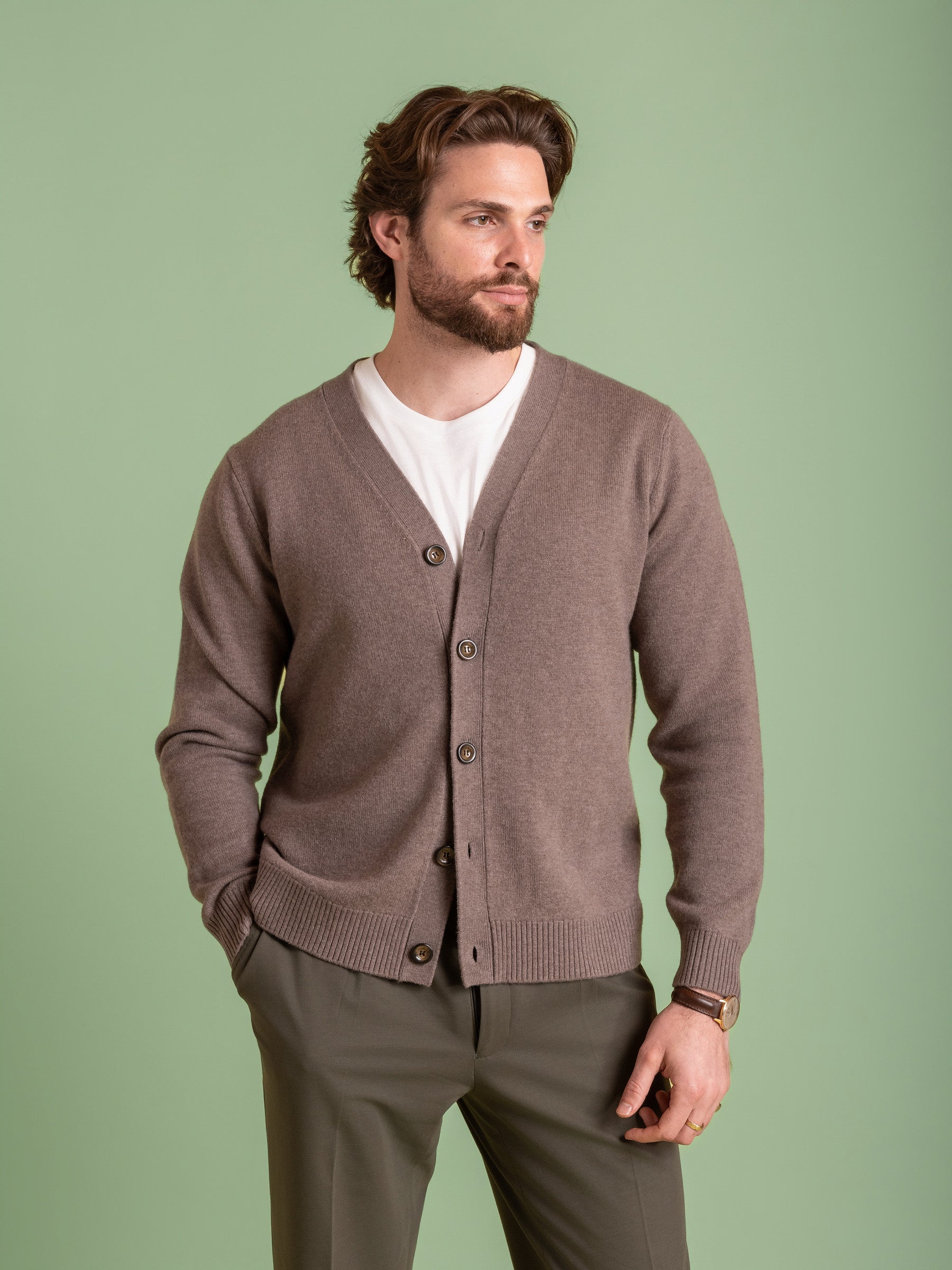 Iced Coffee Wool Cashmere Cardigan