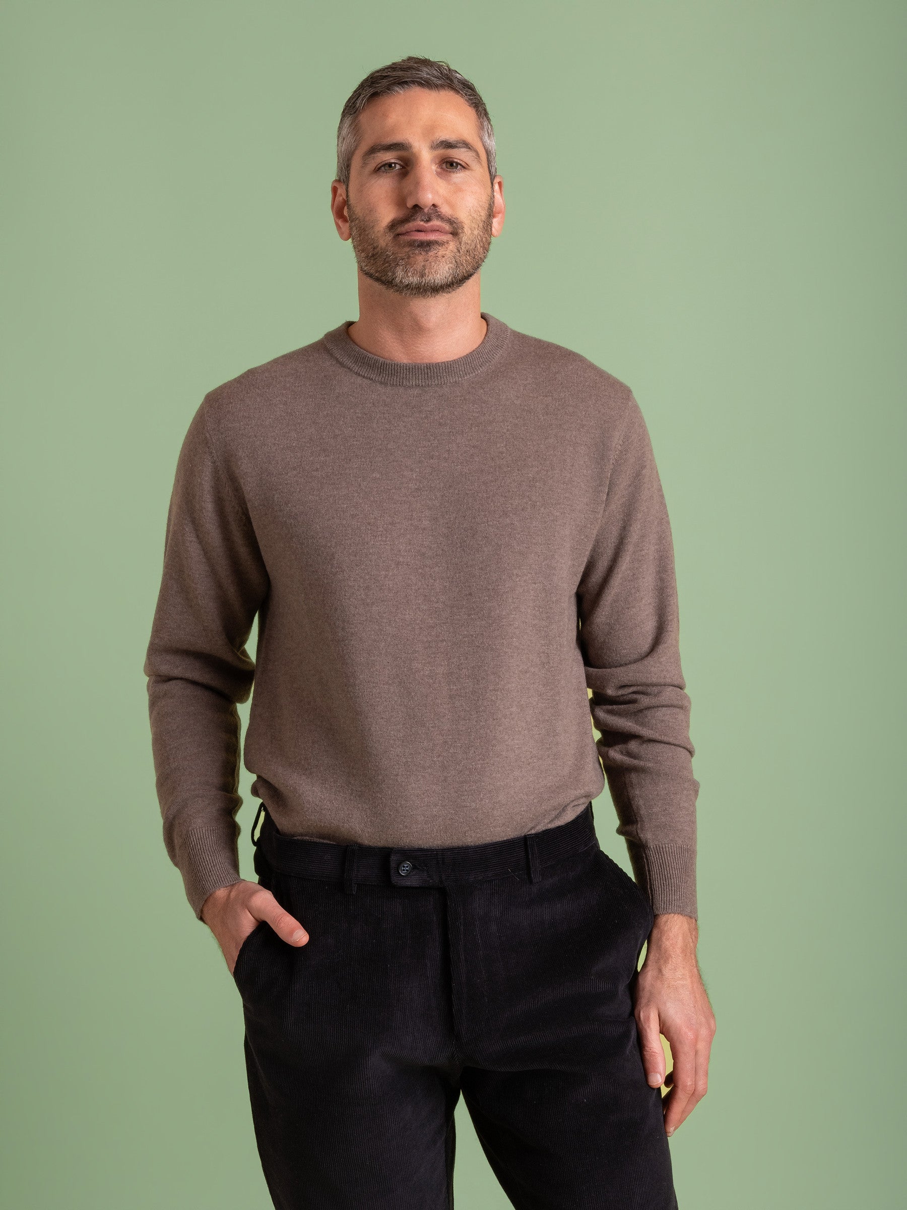 Iced Coffee Wool Cashmere Crew
