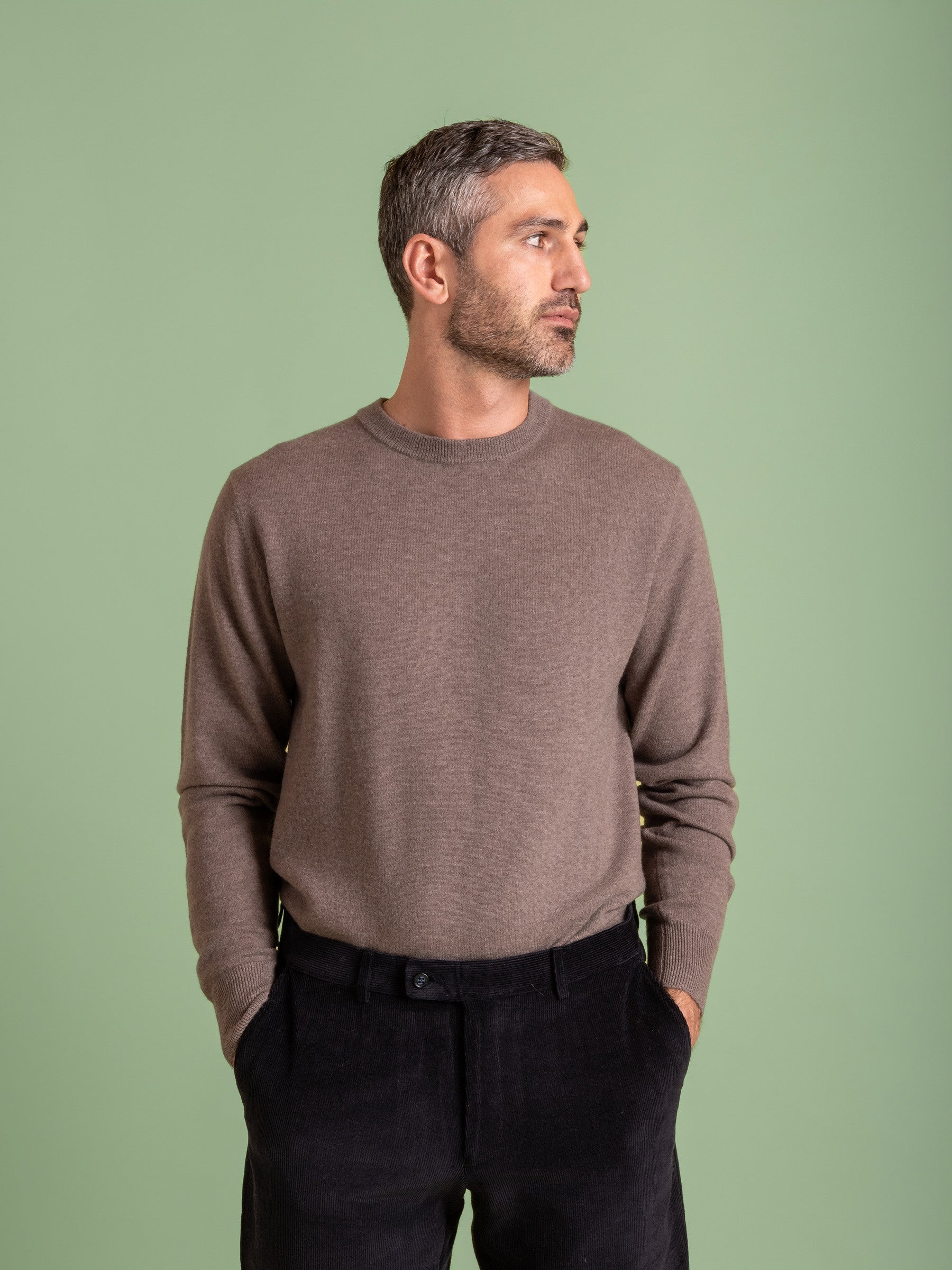 Iced Coffee Wool Cashmere Crew