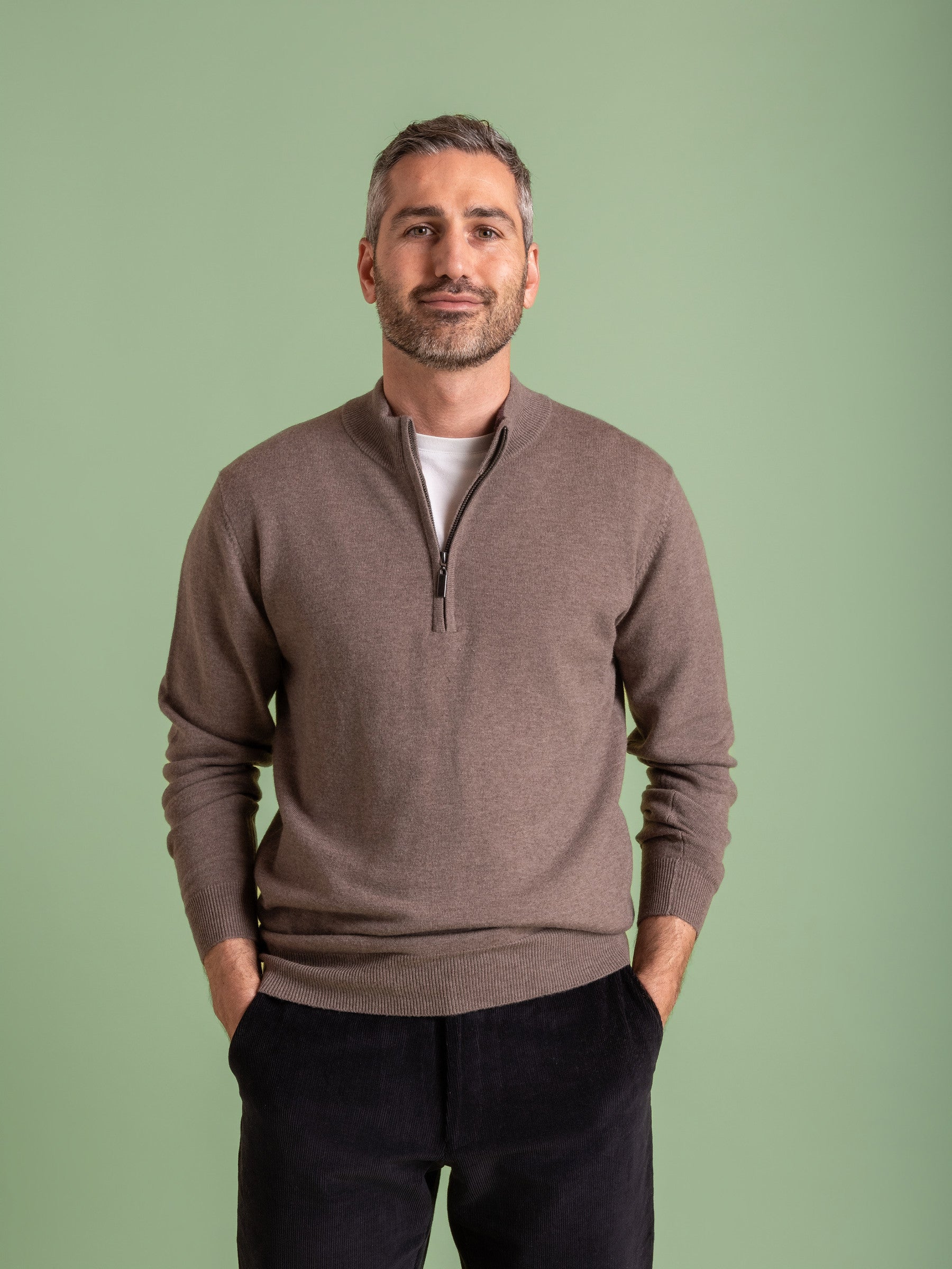 Iced Coffee Wool Cashmere Quarter Zip