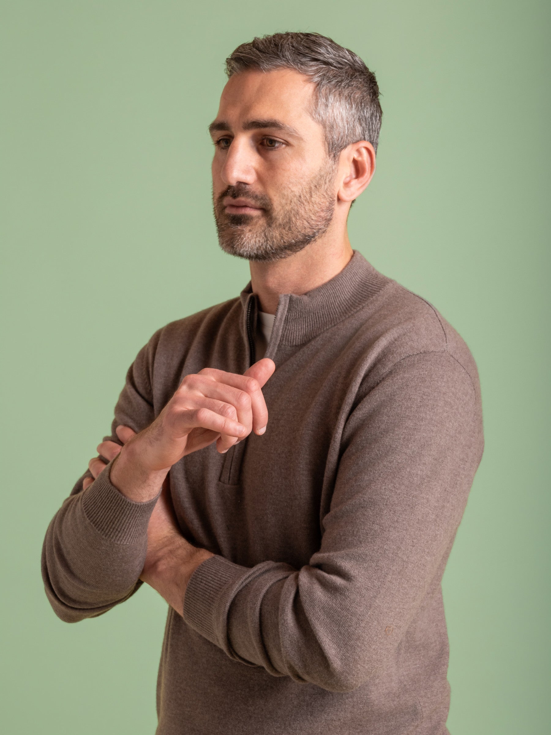 Iced Coffee Wool Cashmere Quarter Zip