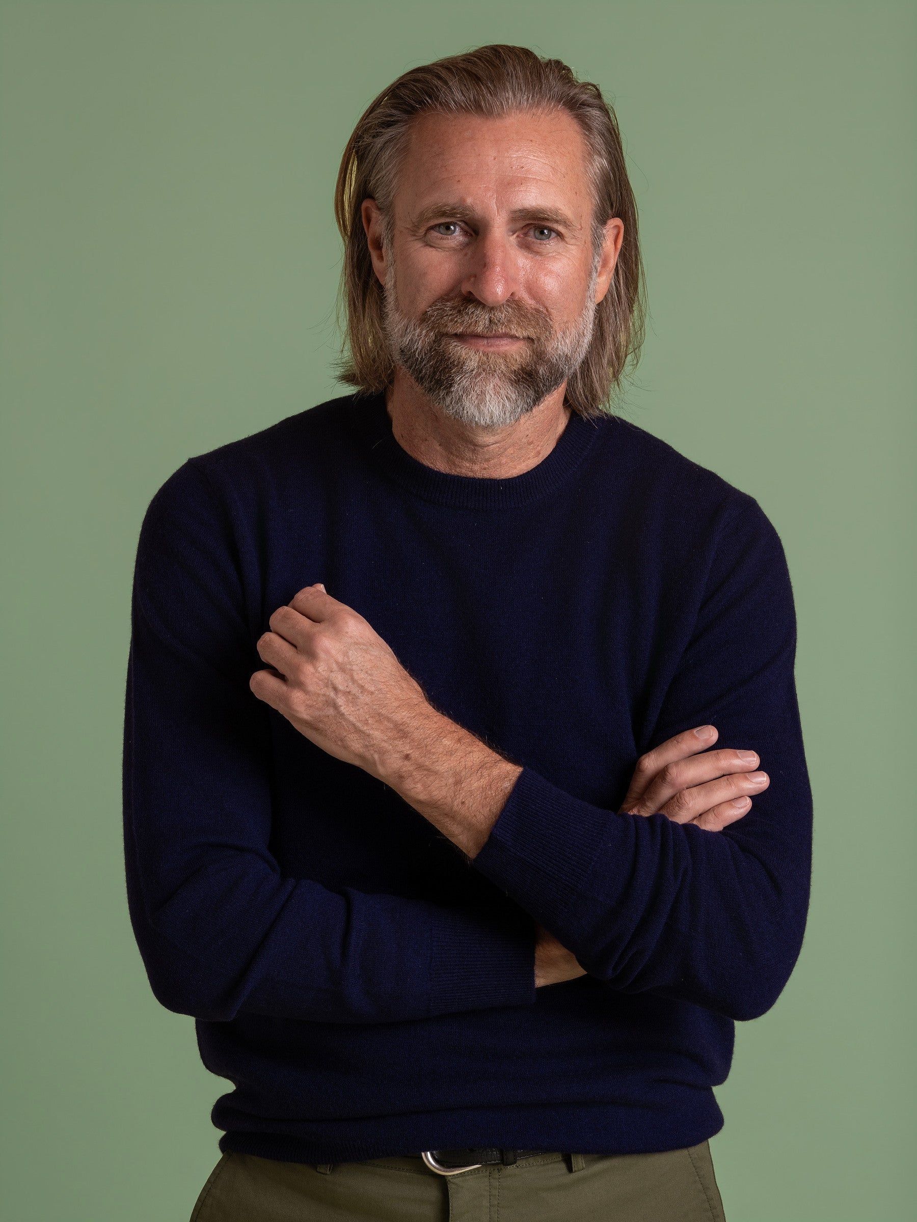 Inky Blue Wool Cashmere Crew