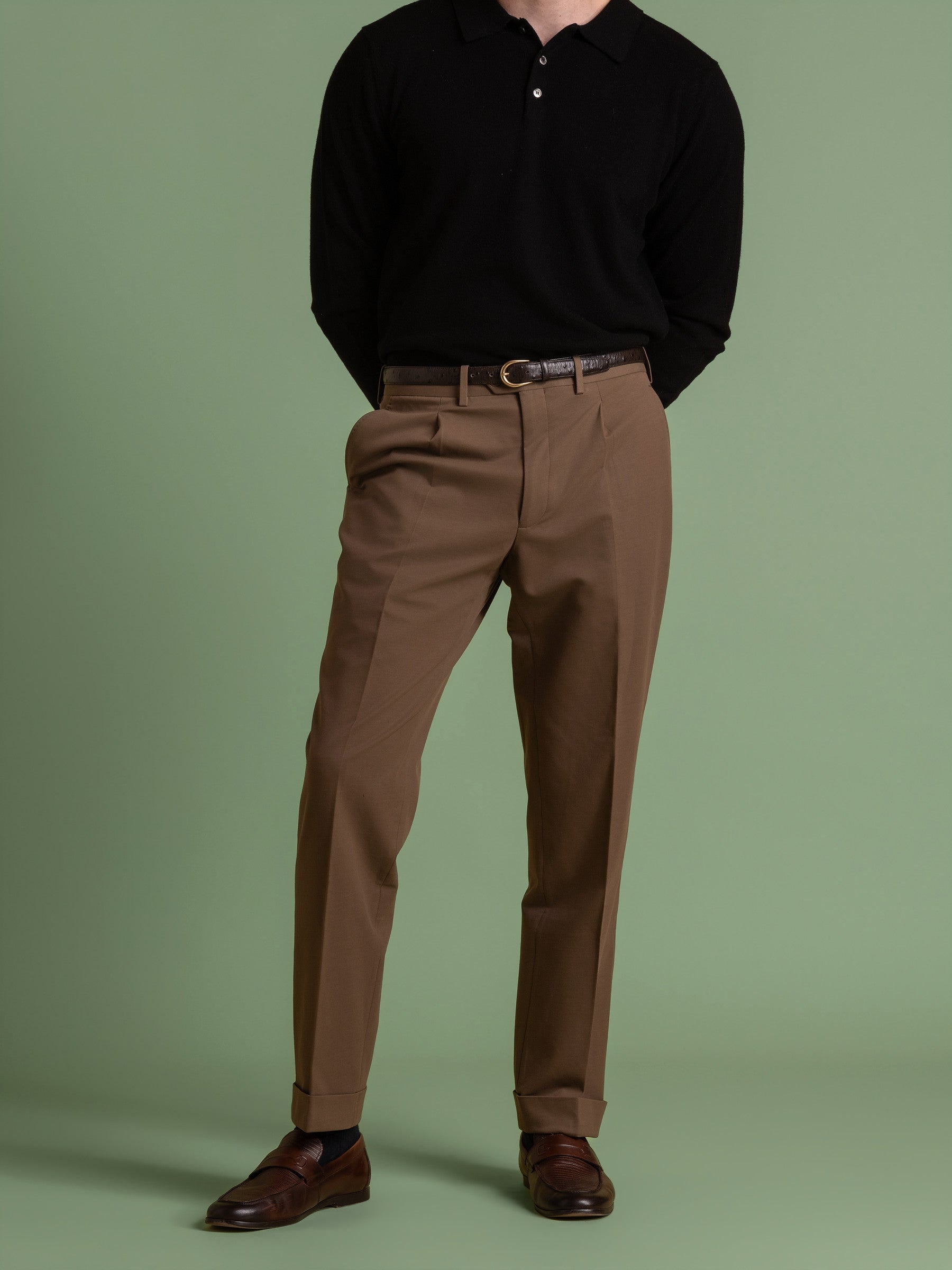 Khaki Pleated Trouser