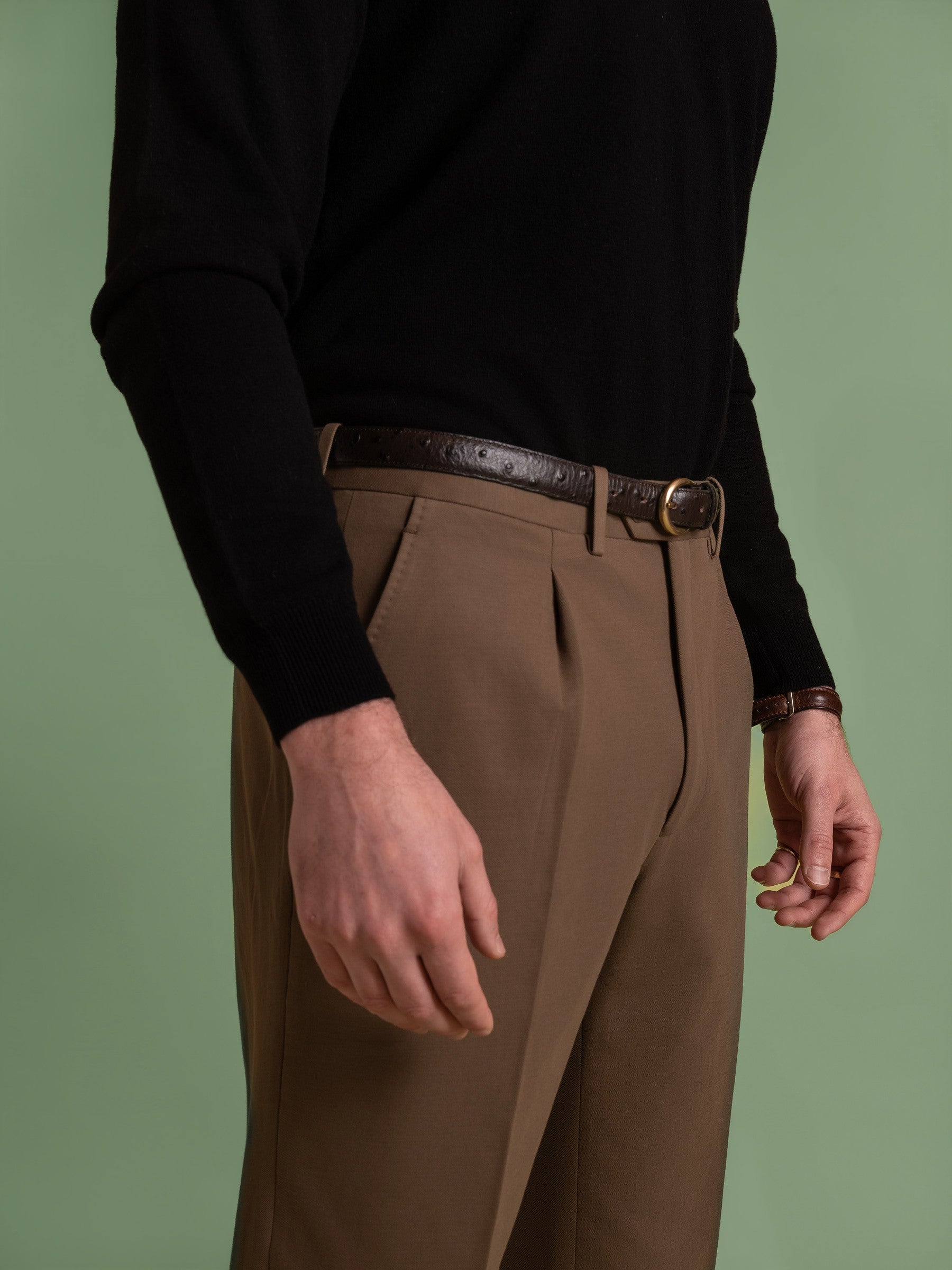 Khaki Pleated Trouser