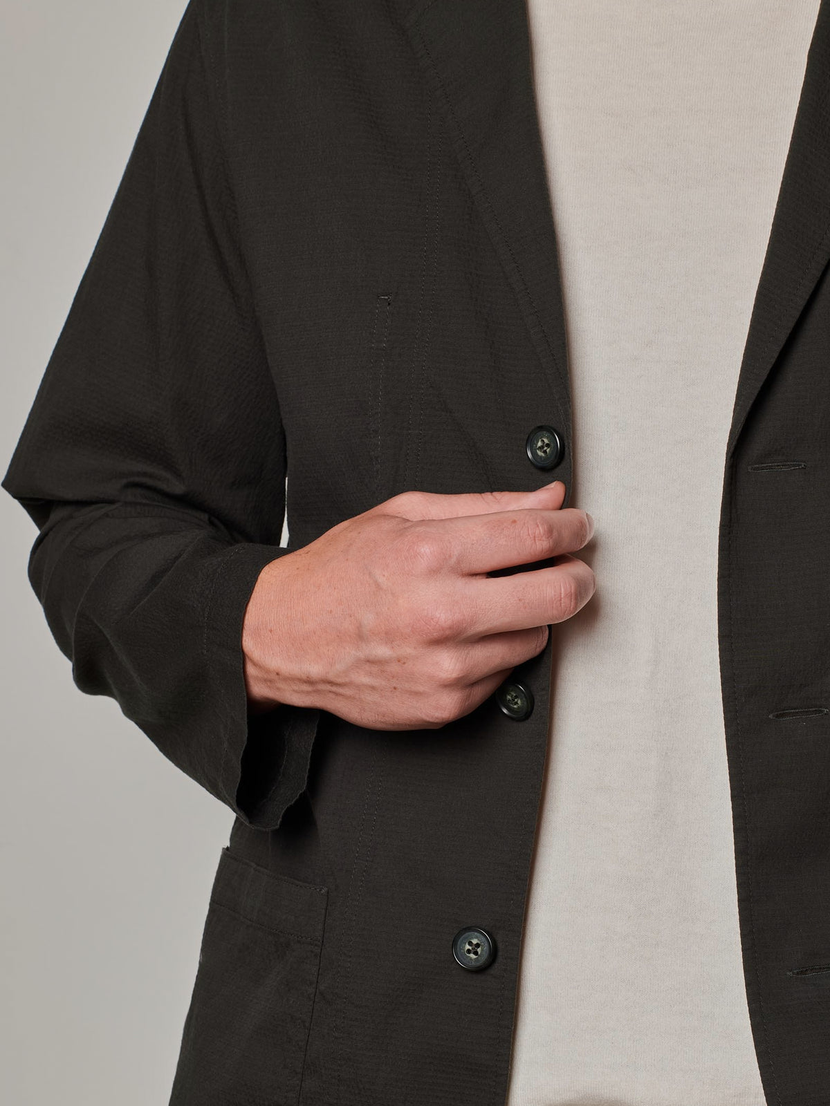 Green Seersucker Server Jacket