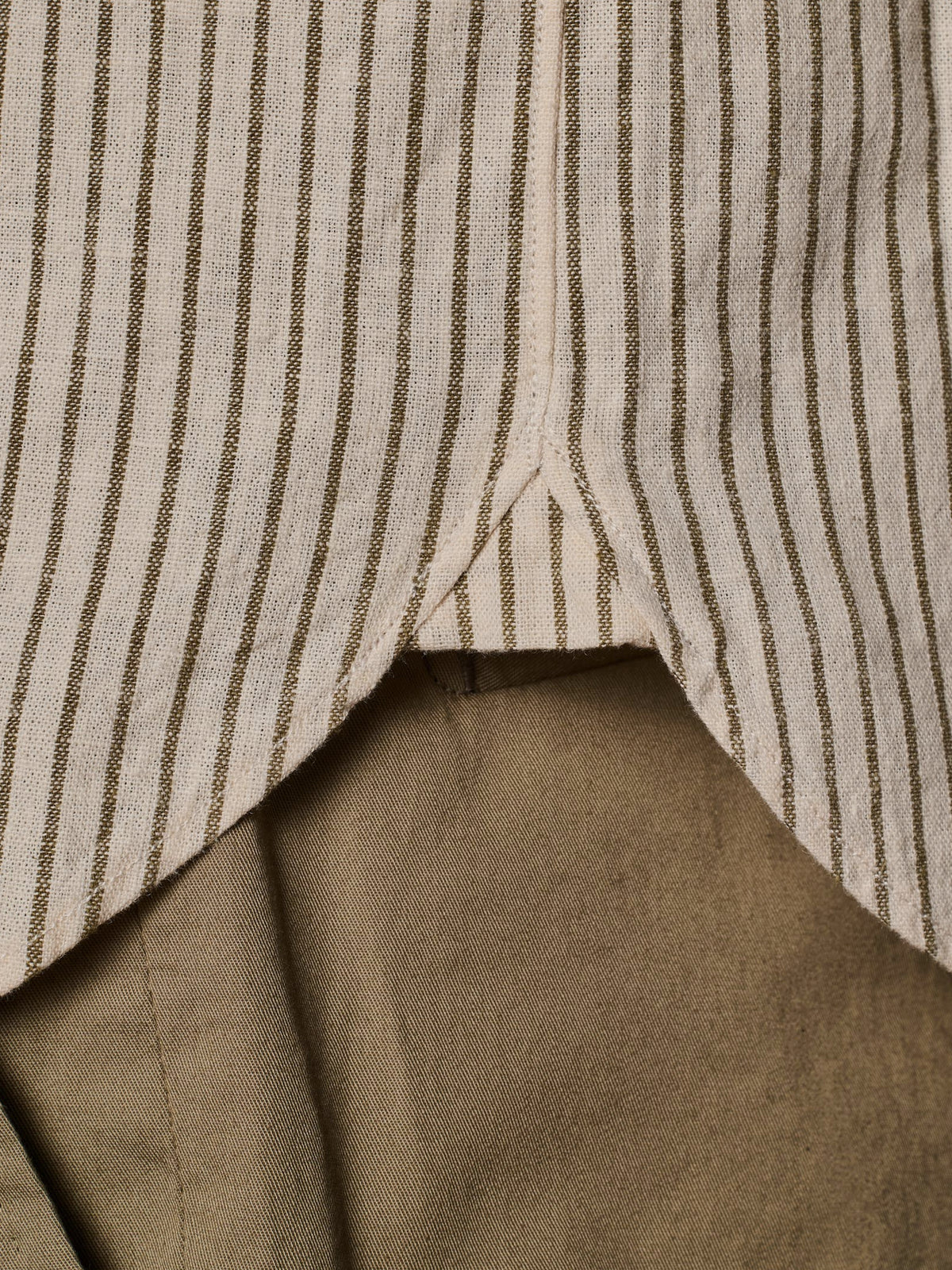 Green Stripe Linen Blend Button Down Shirt