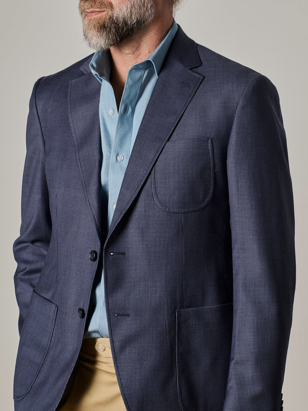 Deconstructed Navy Houndstooth Blazer