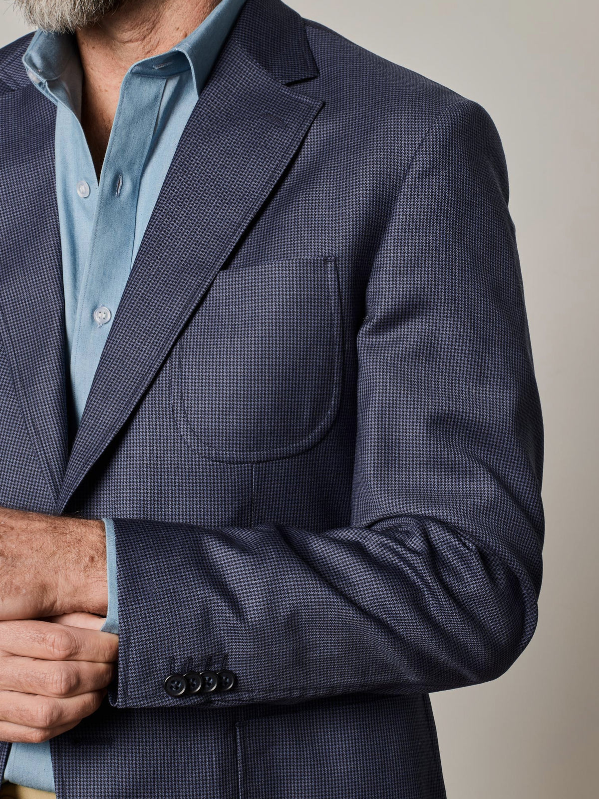 Deconstructed Navy Houndstooth Blazer