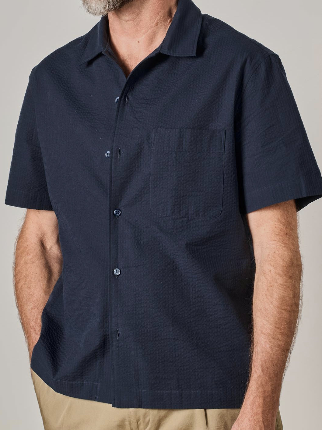 Black Stripe Seersucker Short Sleeve Shirt