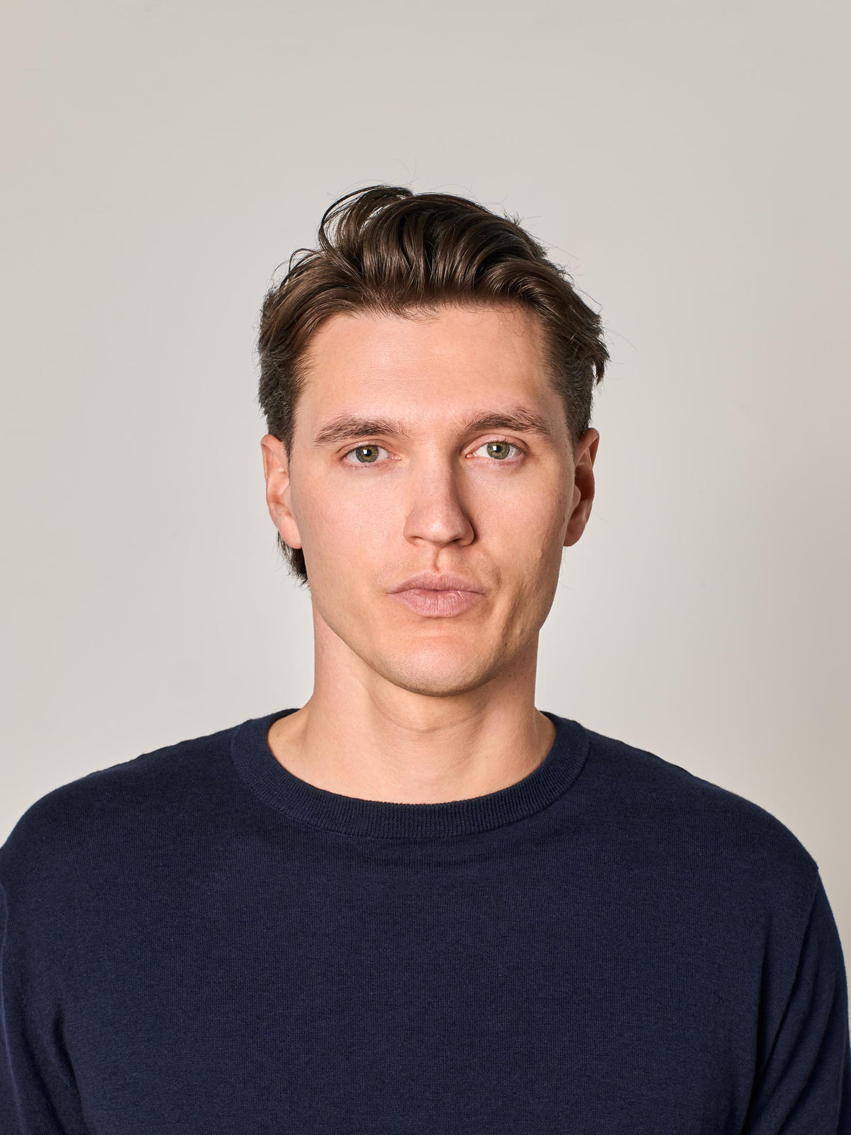 Navy Cotton Cashmere Knit T-Shirt