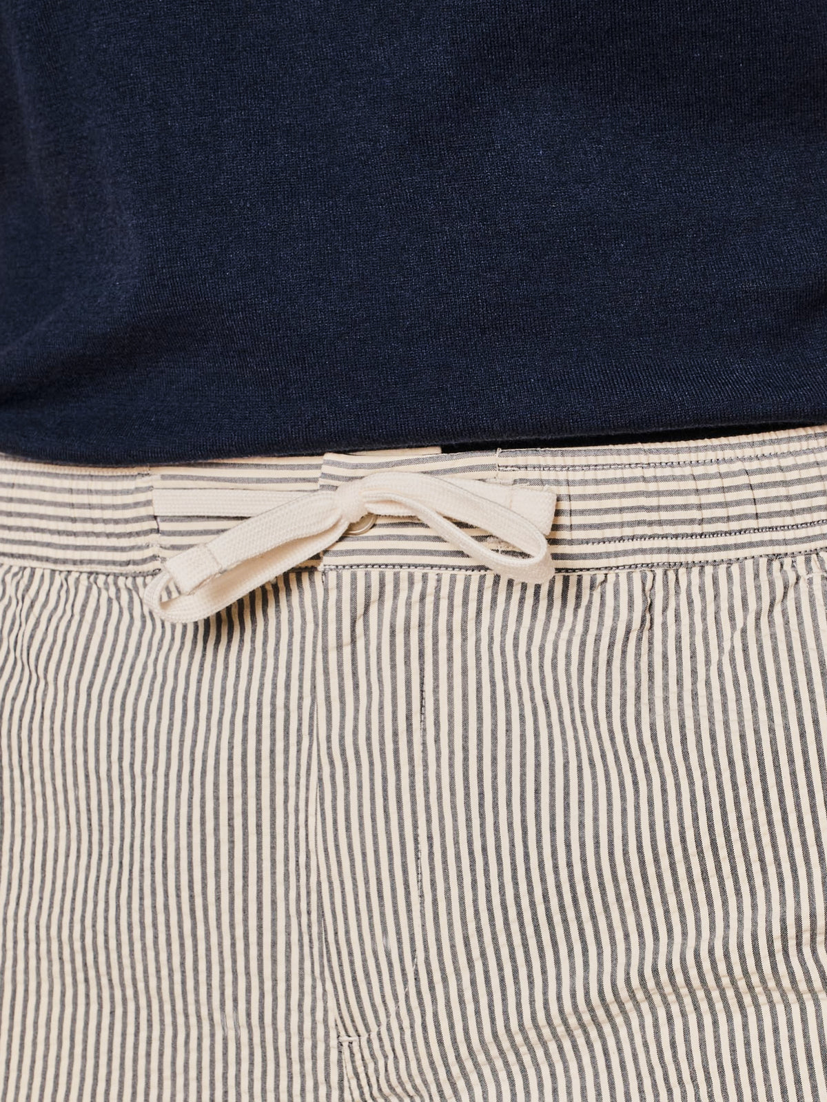 Navy Stripe Seersucker Drawstring Shorts