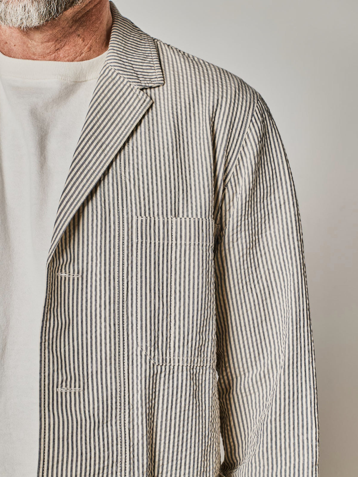 Navy Seersucker Server Jacket
