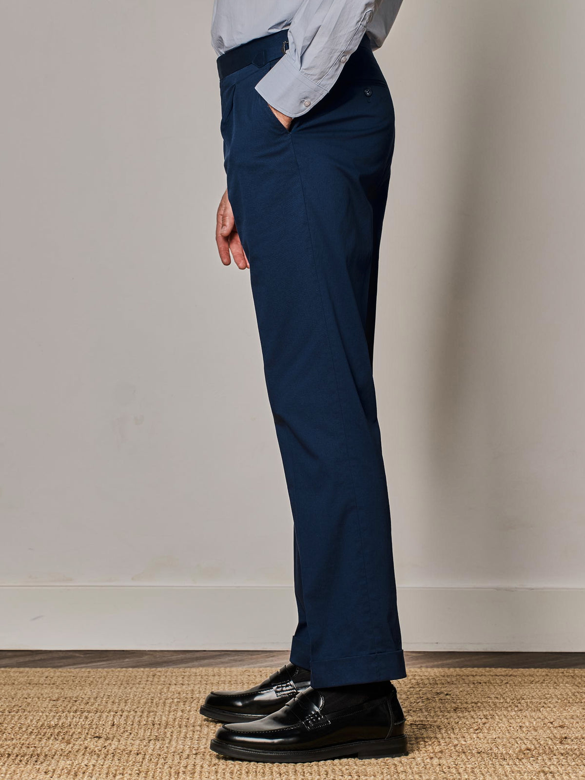 Blue Side Adjuster Pleated Trouser