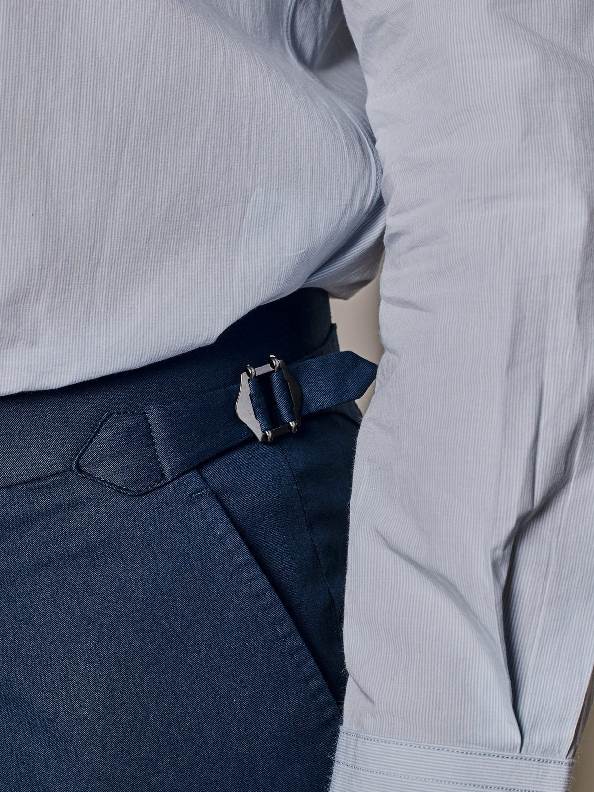 Blue Side Adjuster Pleated Trouser