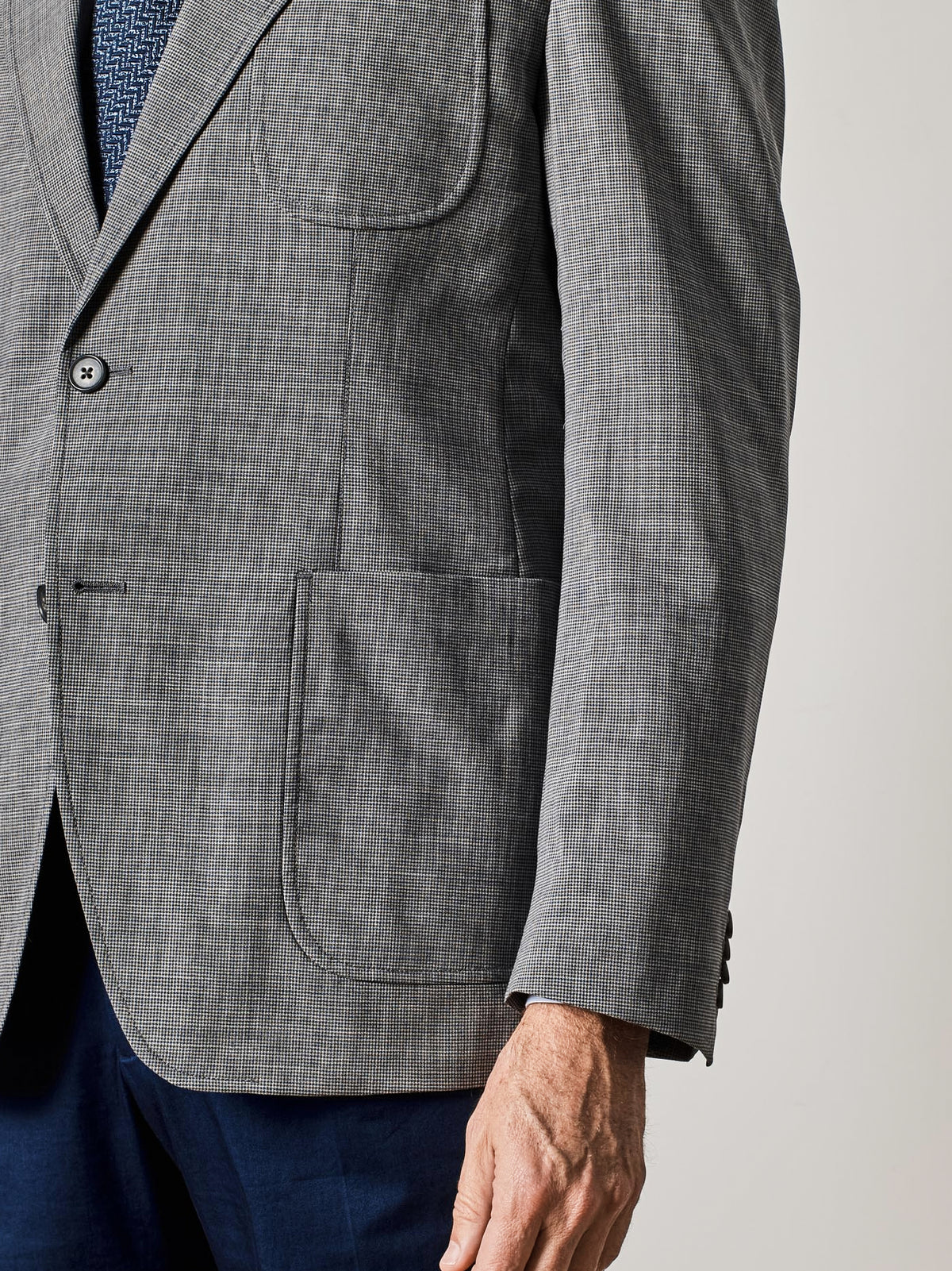 Deconstructed Grey Houndstooth Blazer