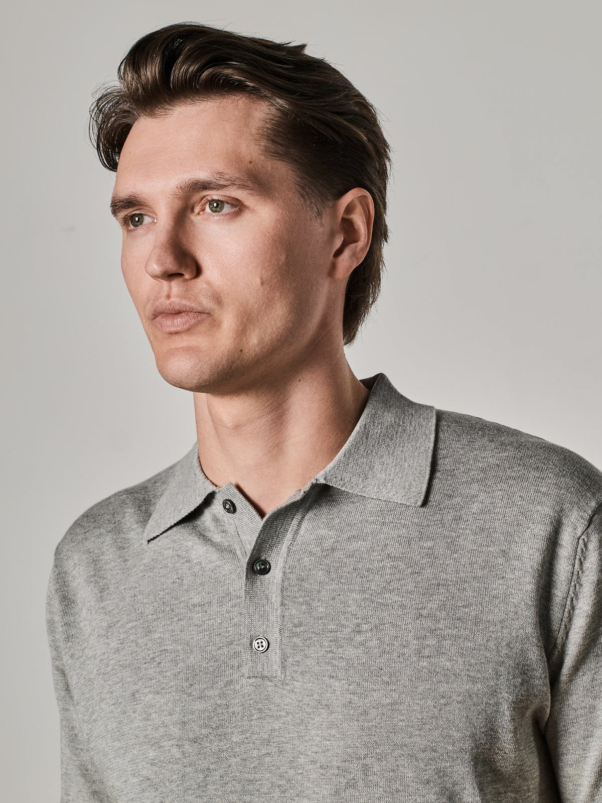 Grey Mercerised Cotton Short Sleeve Polo