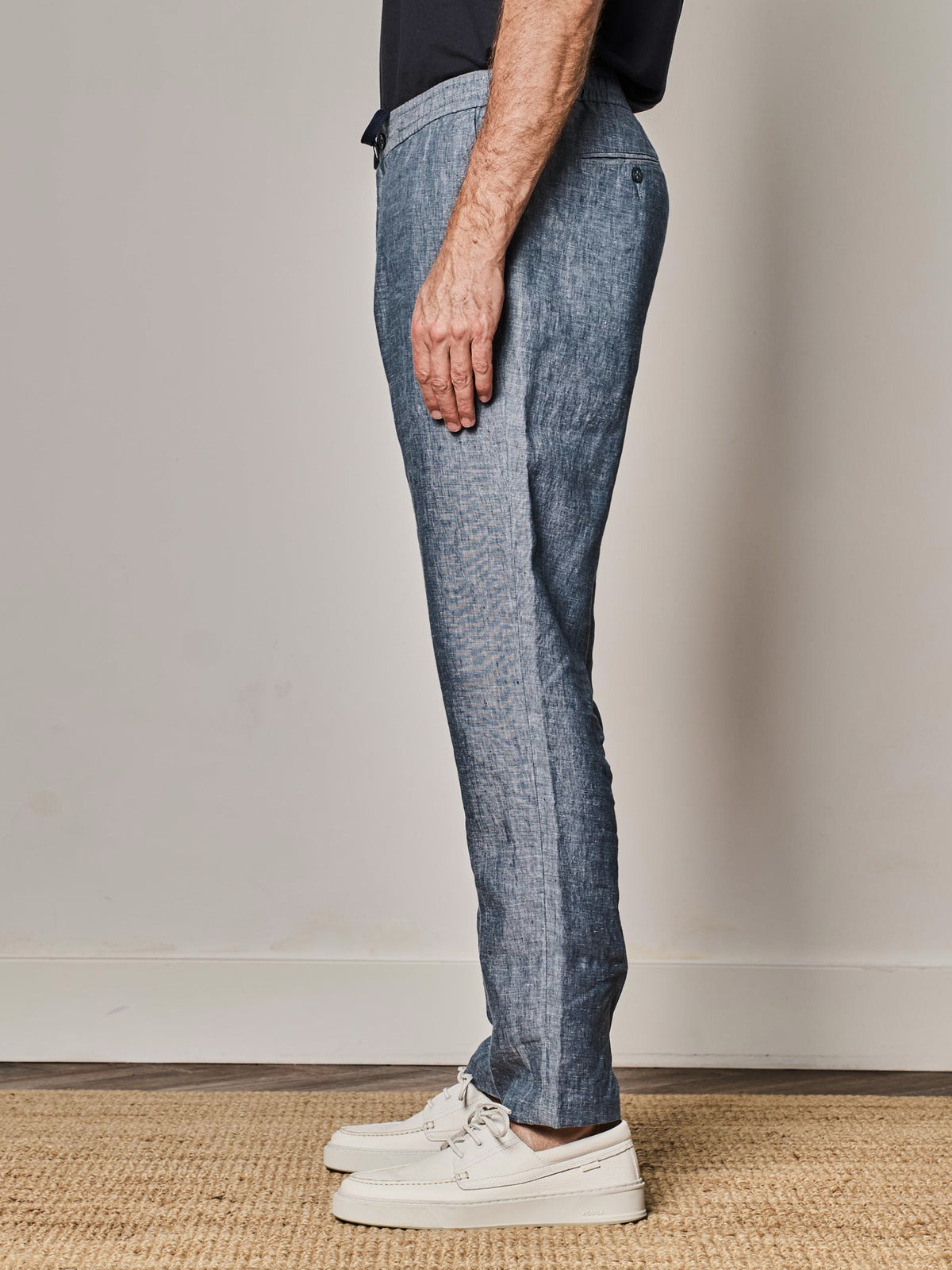 Denim Blue Linen Jogger Pant