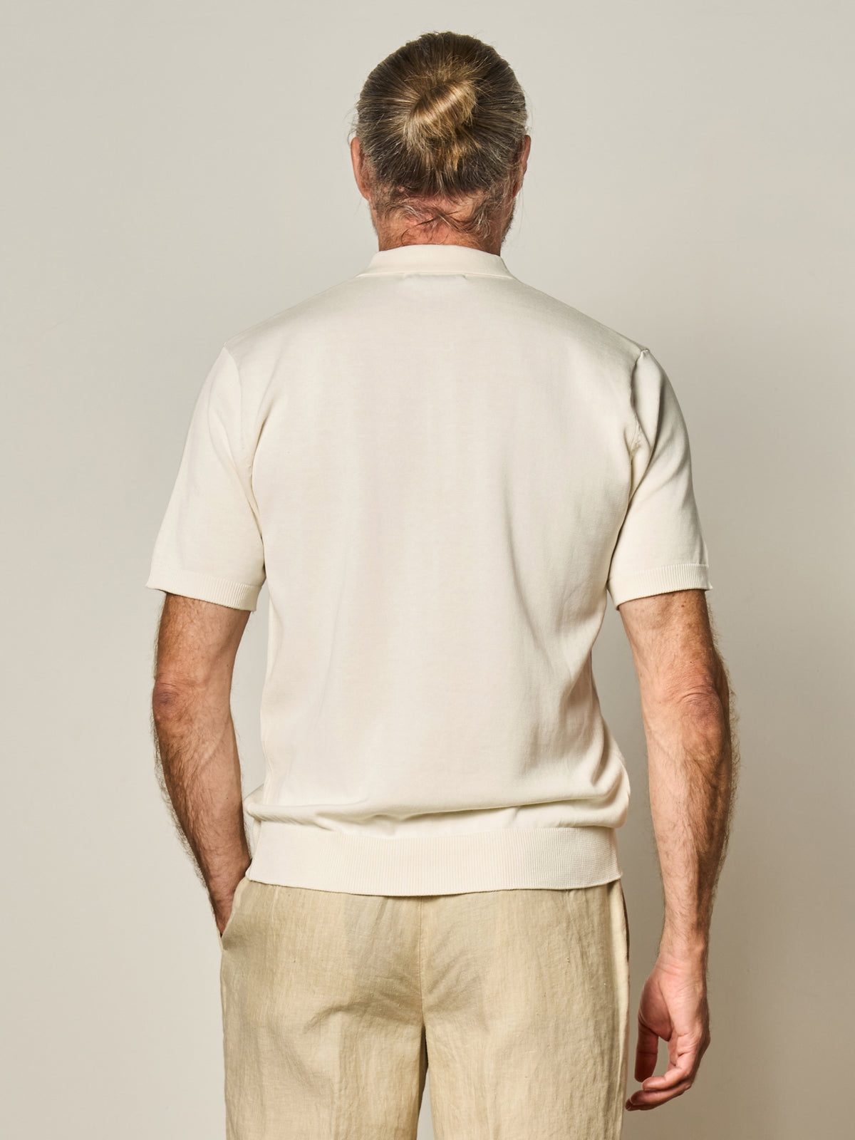 Off White Mercerised Cotton Short Sleeve Polo