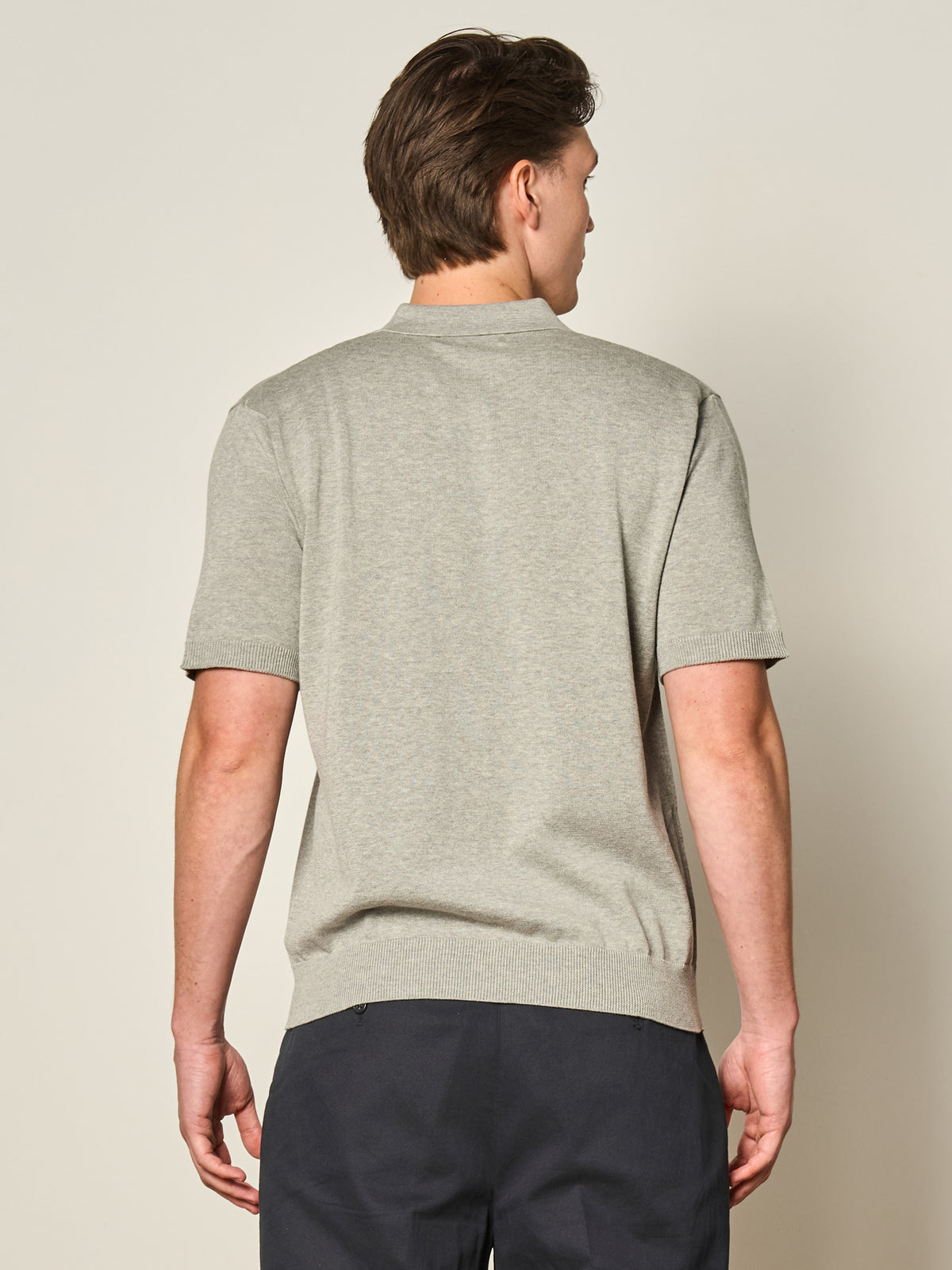 Grey Mercerised Cotton Short Sleeve Polo