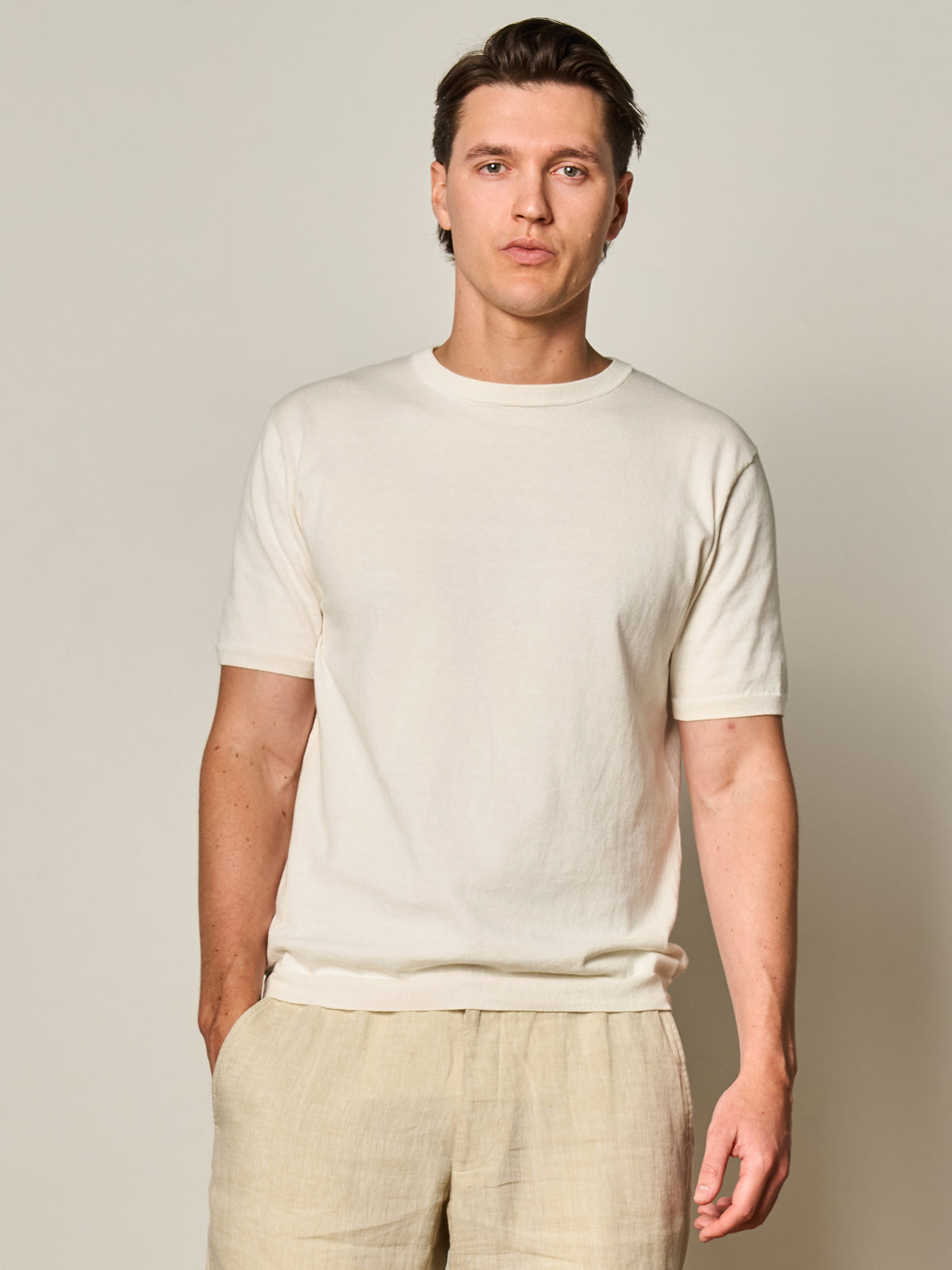 Off-White Cotton Cashmere Knit T-Shirt