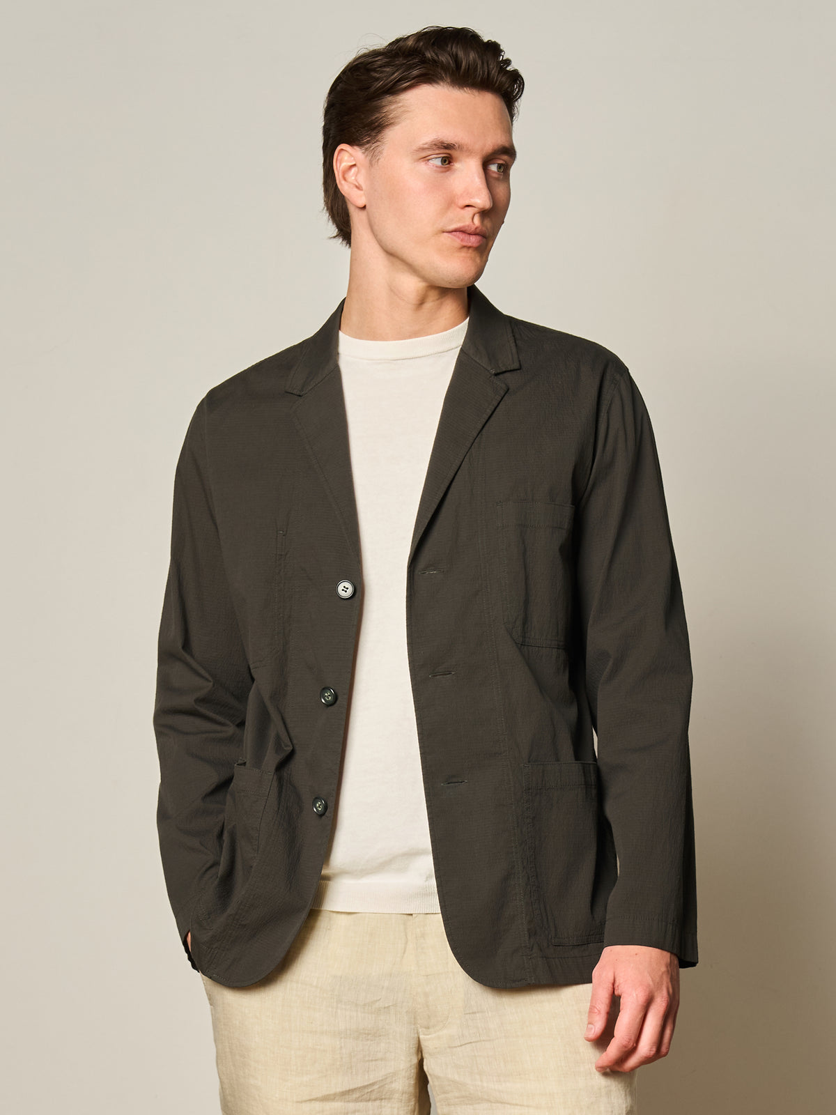 Green Seersucker Server Jacket