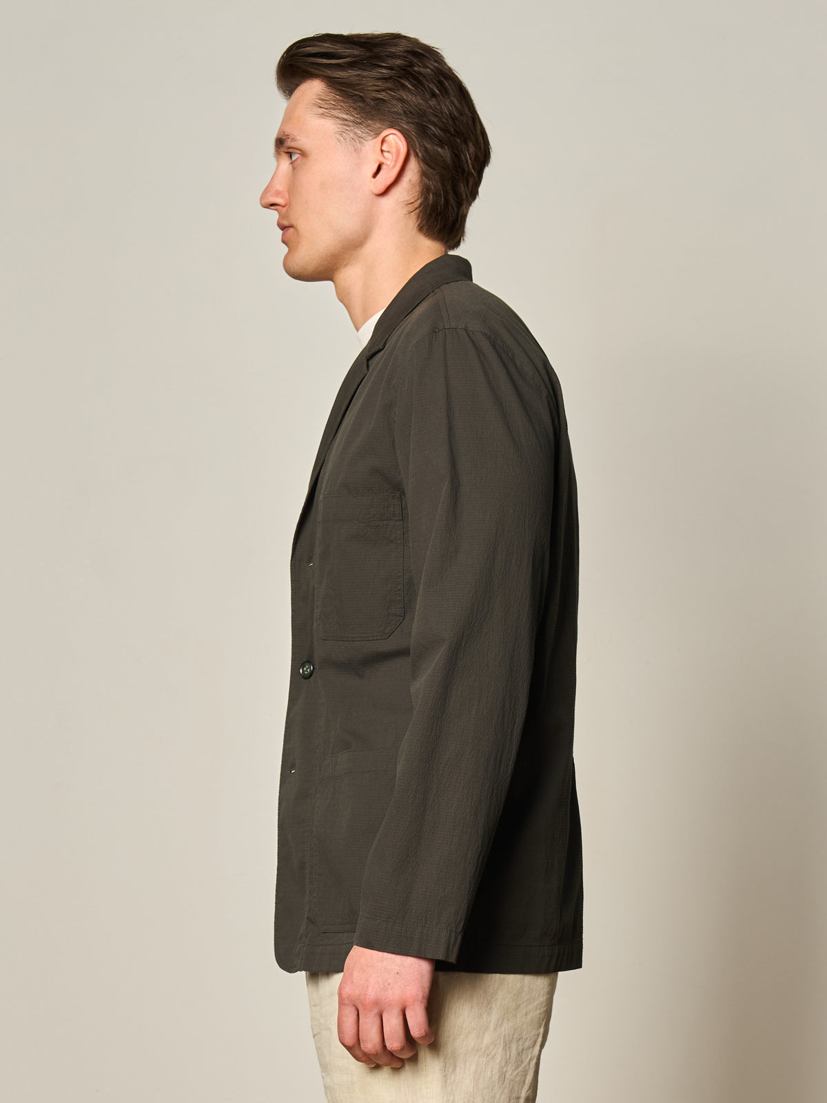 Green Seersucker Server Jacket
