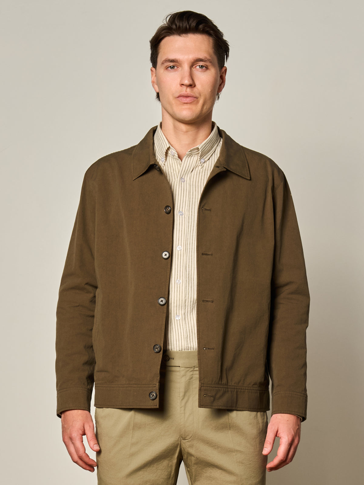 Brown Japanese Cotton Bomber Jacket